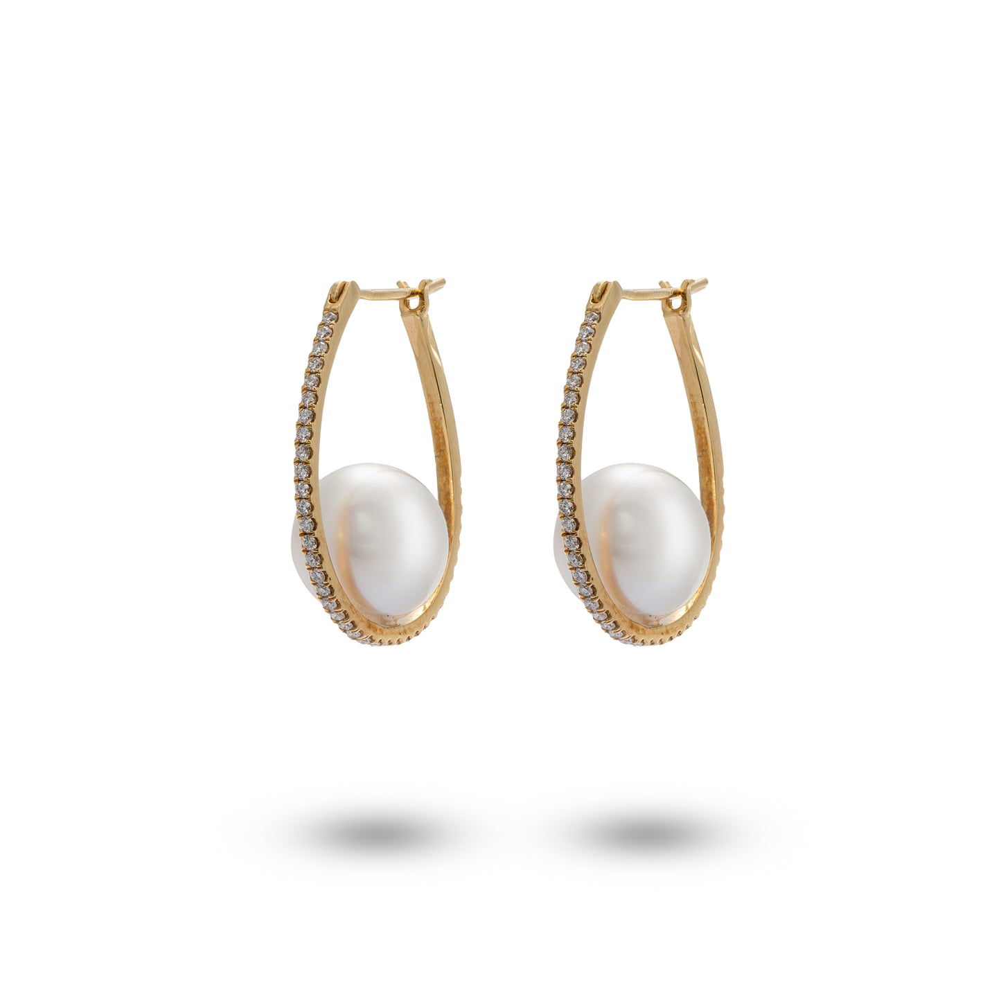 White South Sea Pearl & Diamond Earrings - K.S. Sze & Sons