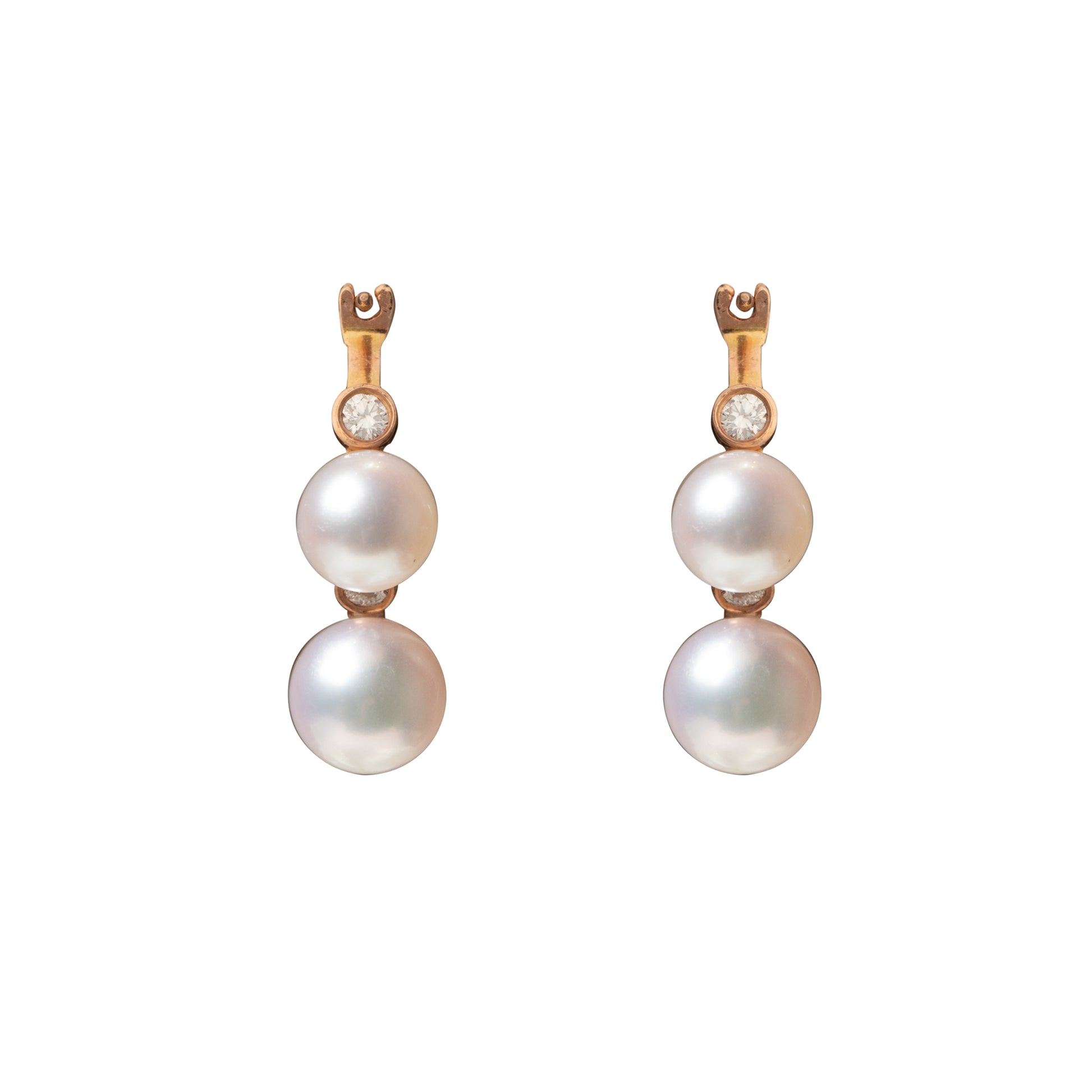 Japanese Cultured Pearl & Diamond Earrings - K.S. Sze & Sons