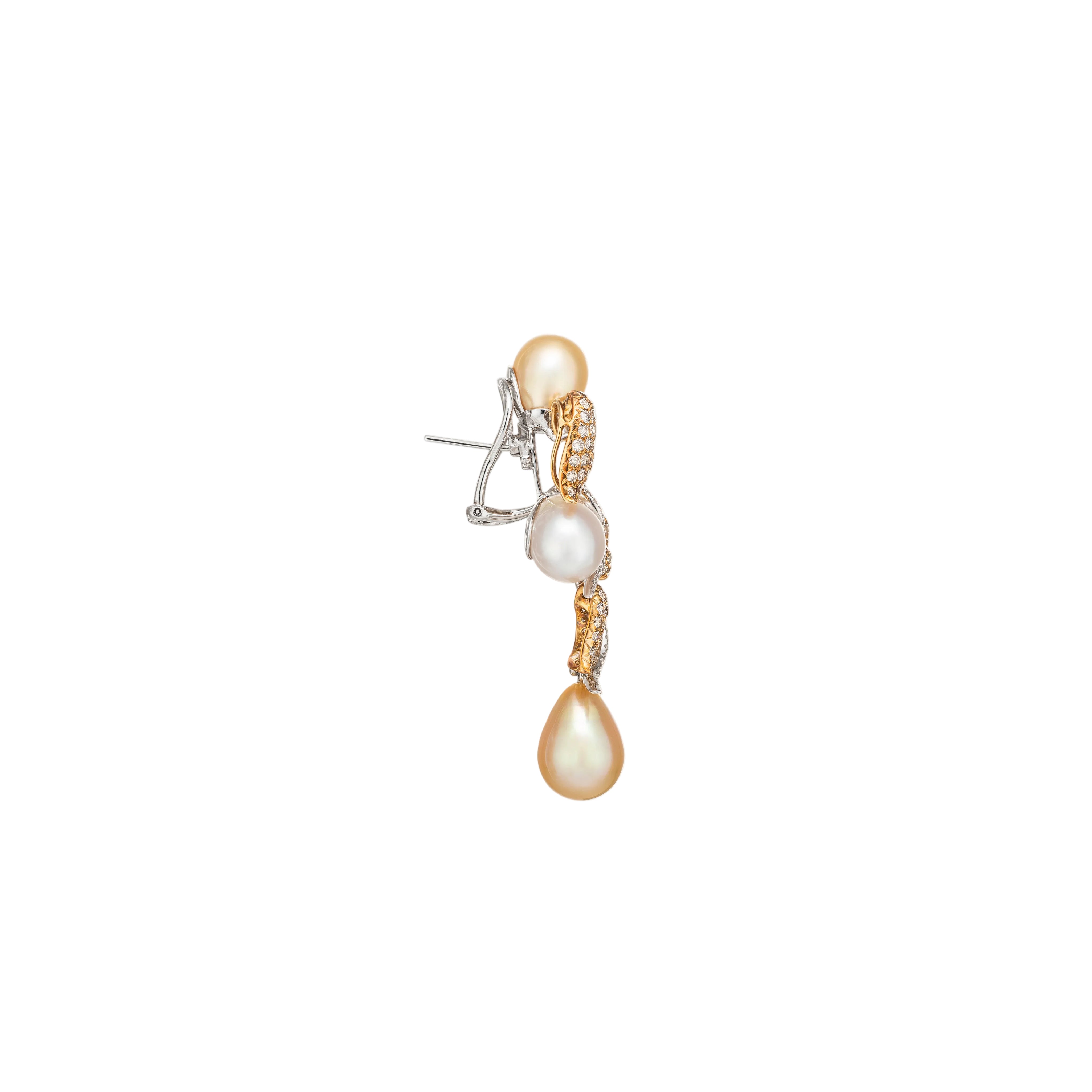 South Sea Pearl & Diamond Earrings - K.S. Sze & Sons
