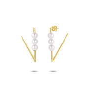 Triplet Pearl "V" Earrings - K.S. Sze & Sons