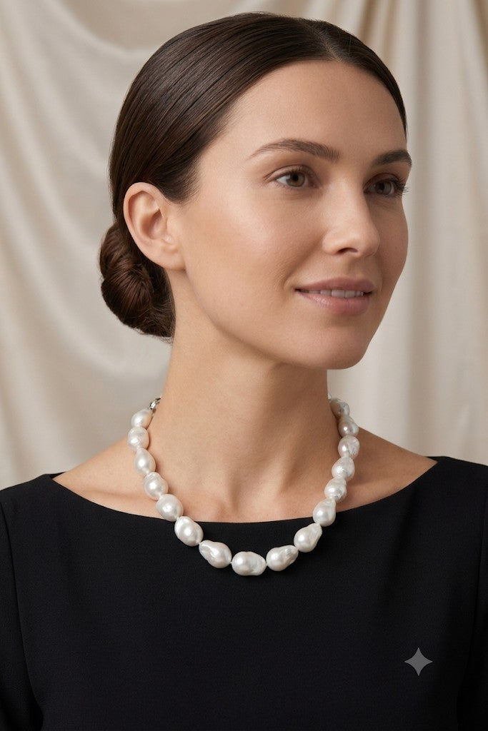 Lustrous Baroque White South Sea Pearl Necklace