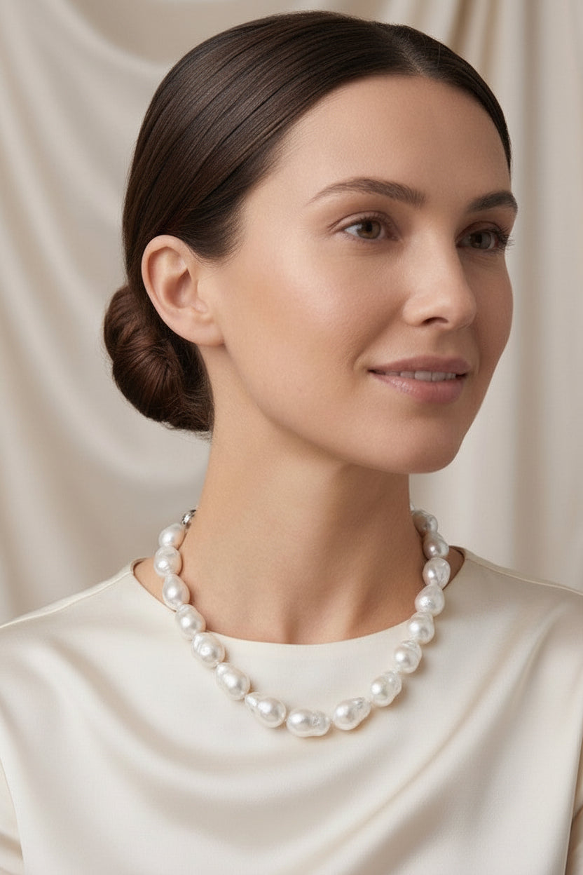 Regal Baroque White South Sea Pearl Necklace