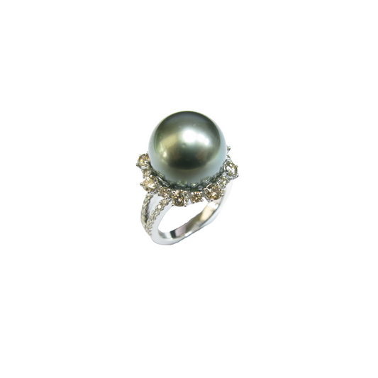 Tahitian South Sea Pearl & Diamond Ring - K.S. Sze & Sons