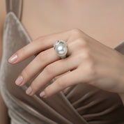 Baroque South Sea Pearl & Diamond Cocktail Ring