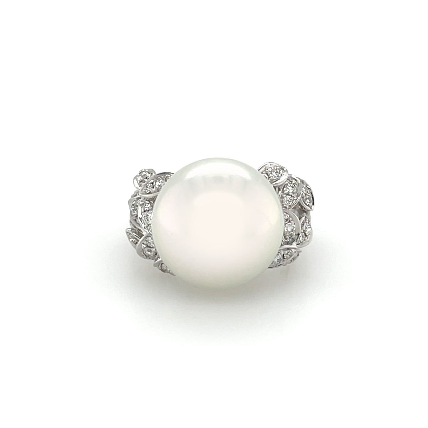 White South Sea Pearl & Diamond Ring - K.S. Sze & Sons