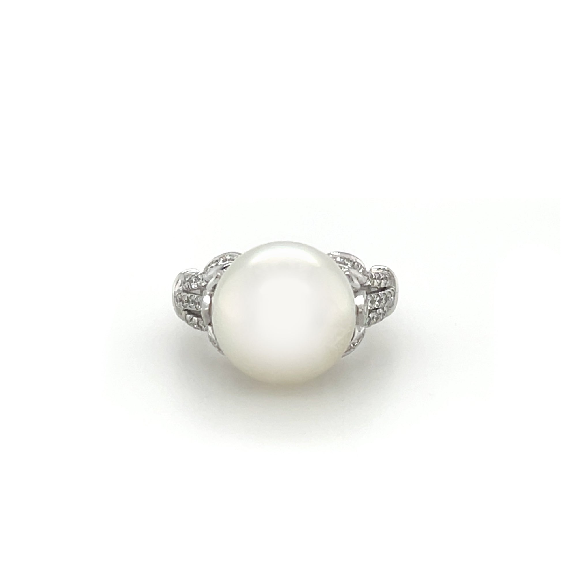 White South Sea Pearl & Diamond Ring - K.S. Sze & Sons