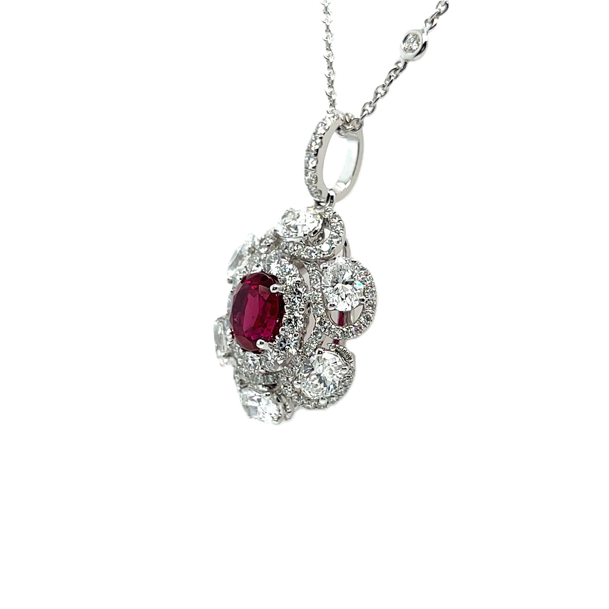 Oval-Shaped Ruby & Diamond Necklace (GRS Certificate)