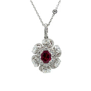 Oval-Shaped Ruby & Diamond Necklace (GRS Certificate)