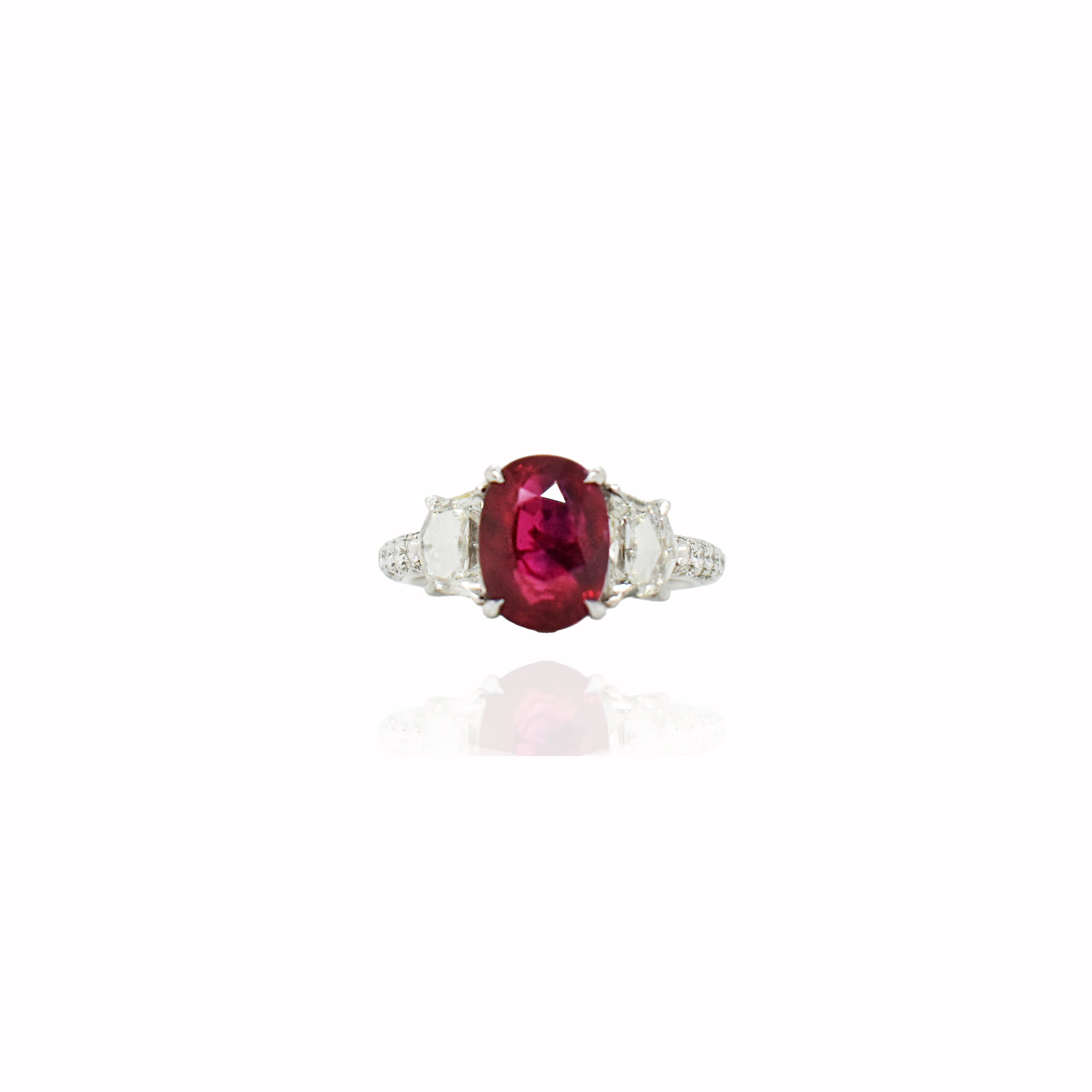 Oval-Shaped Unheated Ruby & Diamond Ring (GRS Certificate)