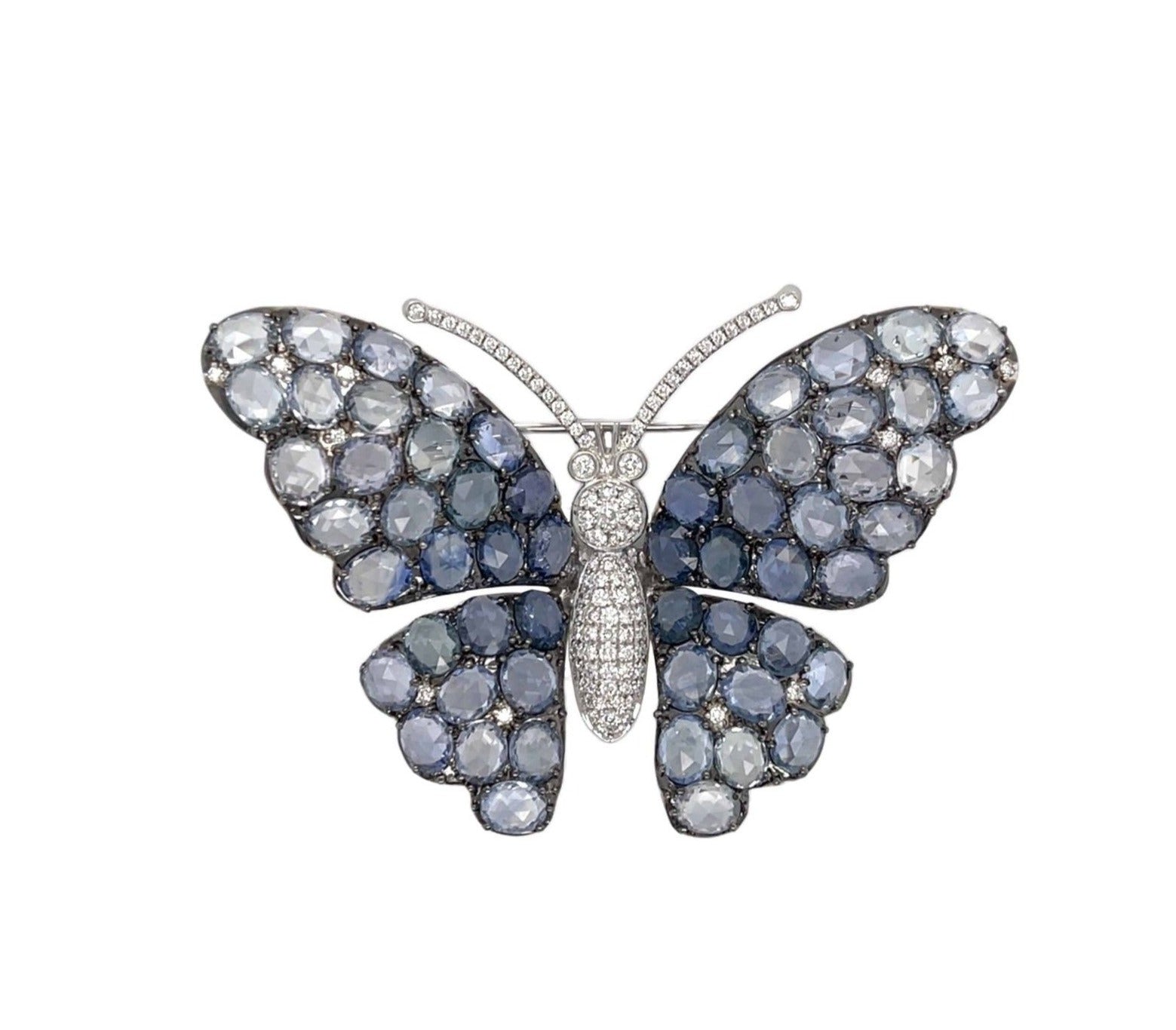 Sapphire & Diamond Butterfly Brooch - K.S. Sze & Sons