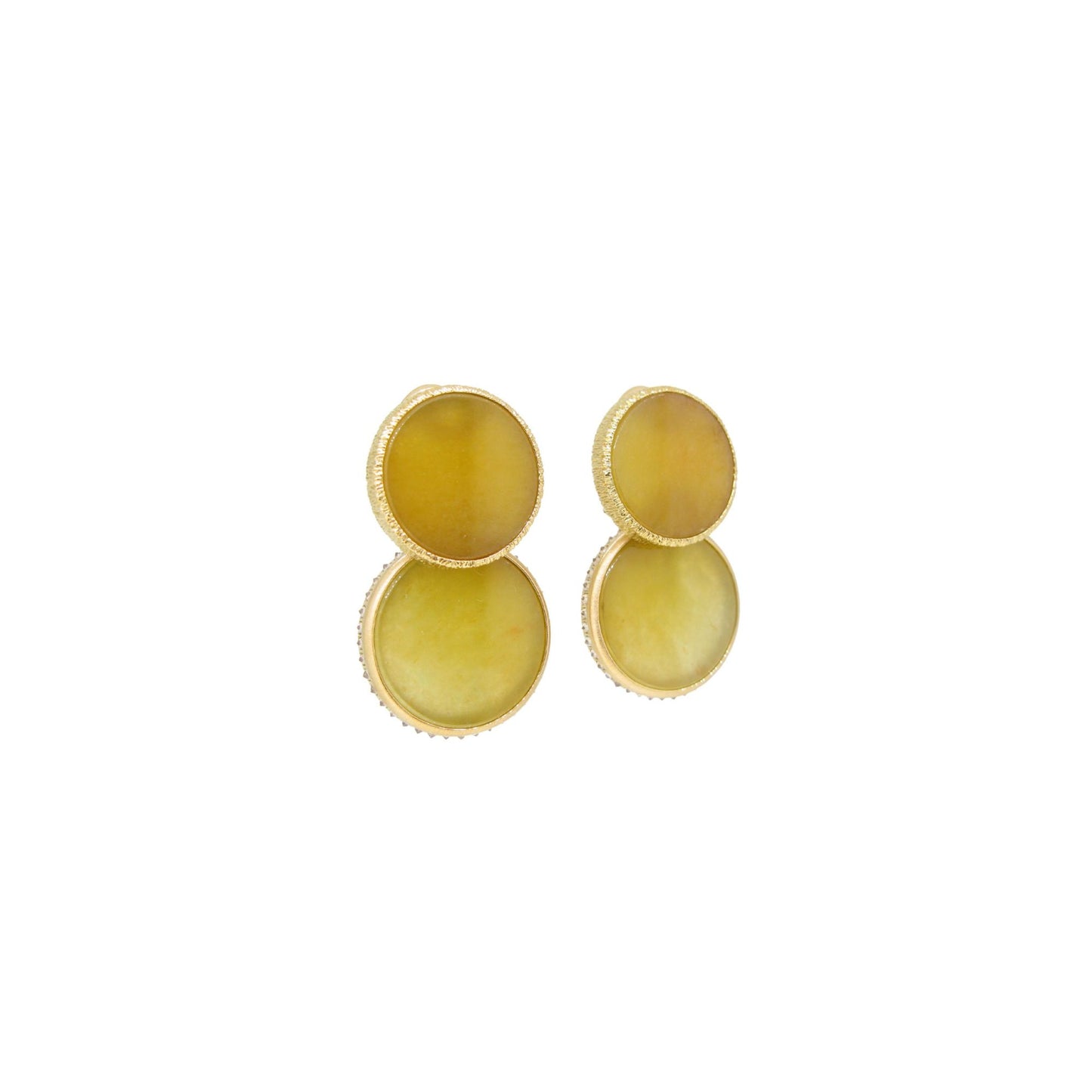 Yellow Jade & Brown Diamond Earrings - K.S. Sze & Sons