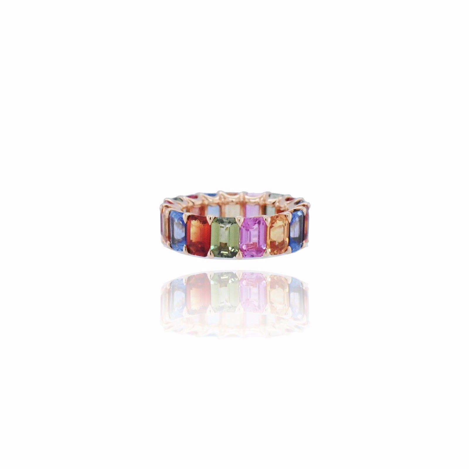 Emerald Cut Multi Color Sapphire Ring - K.S. Sze & Sons