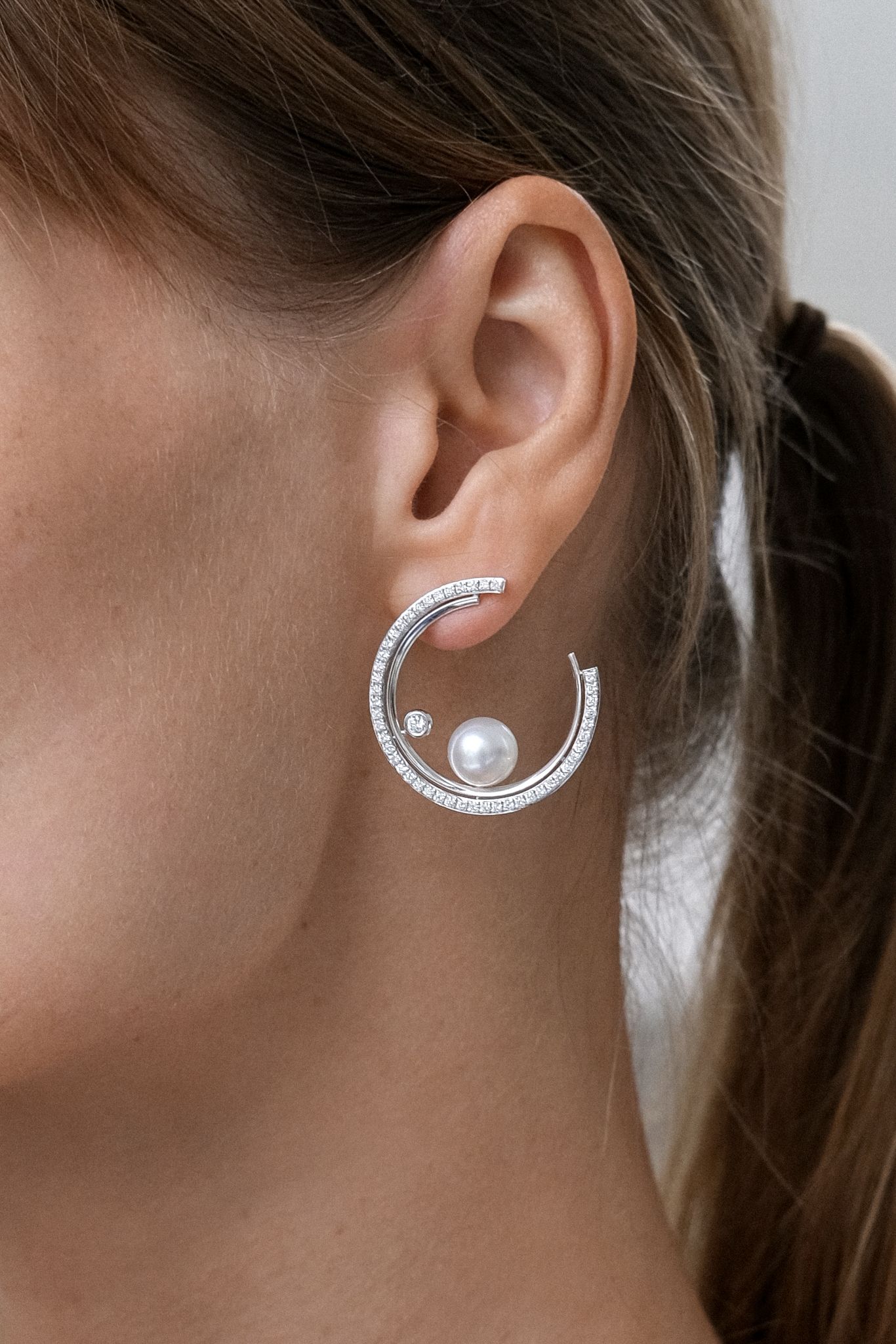 Pearl on a Hoop, Medium - K.S. Sze & Sons