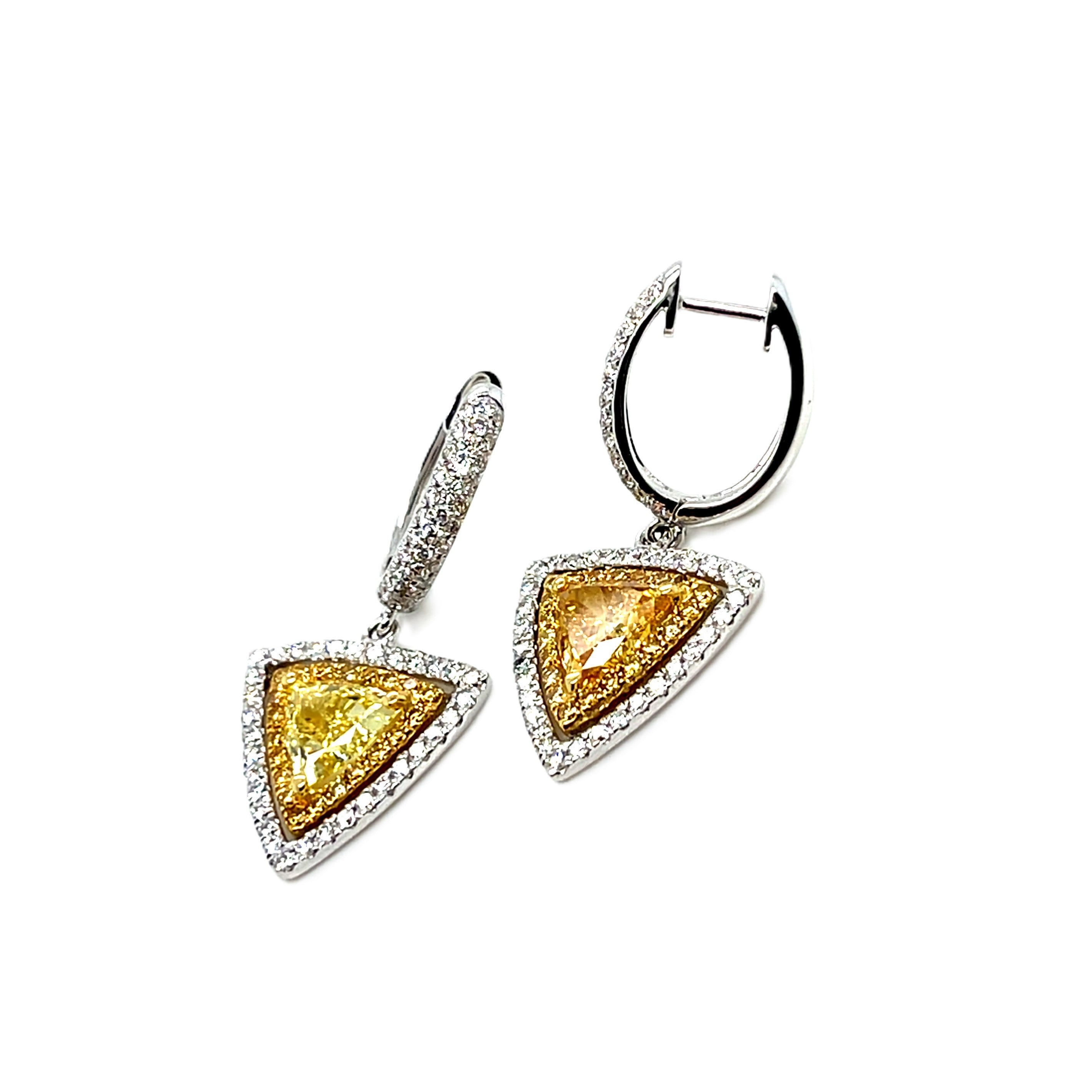 Yellow & White Diamond Earrings