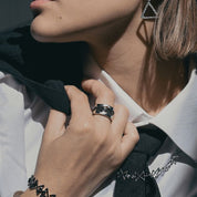 Fission A - Ring in Silver with Black Diamonds