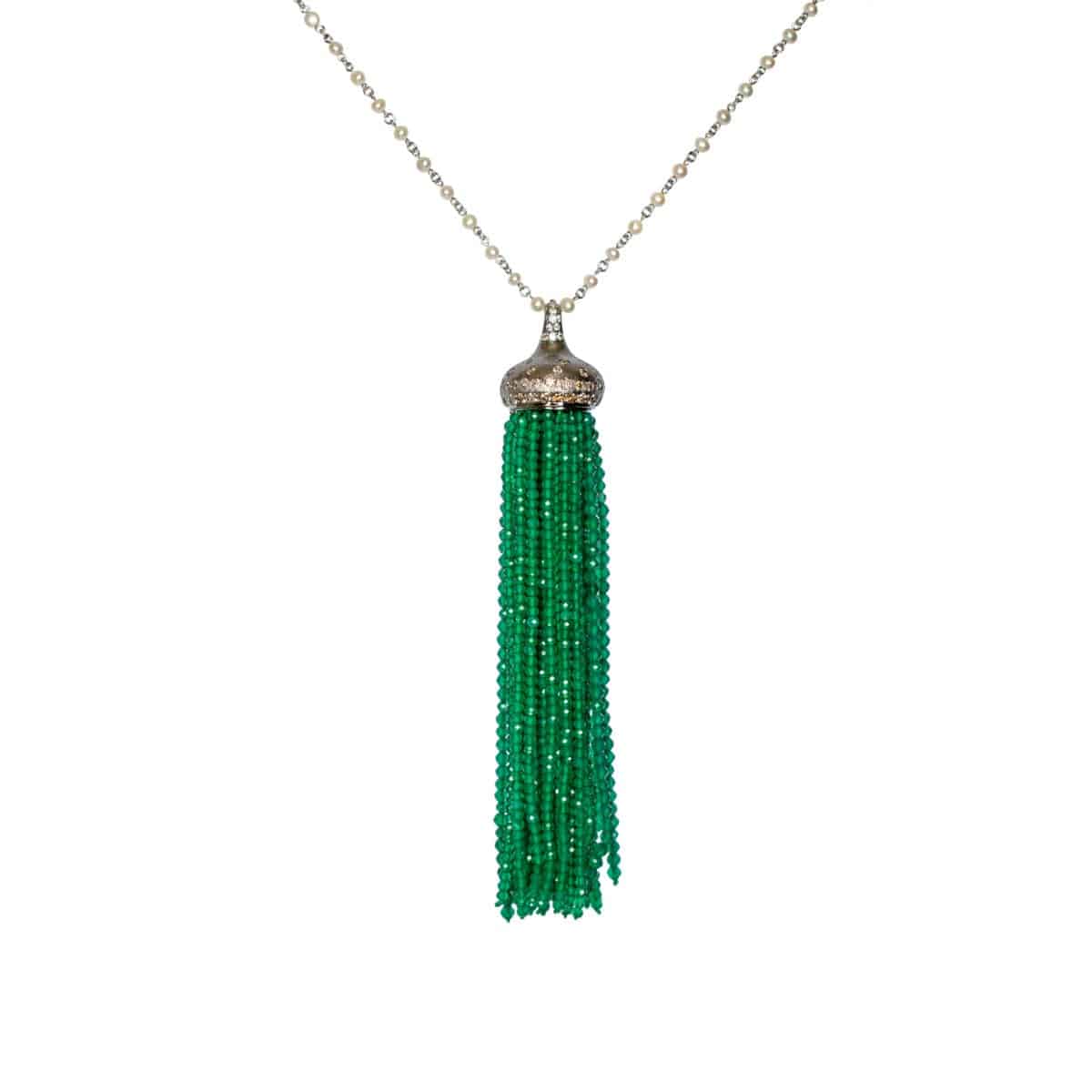 Agate & Diamond Tassel Pendant - K.S. Sze & Sons