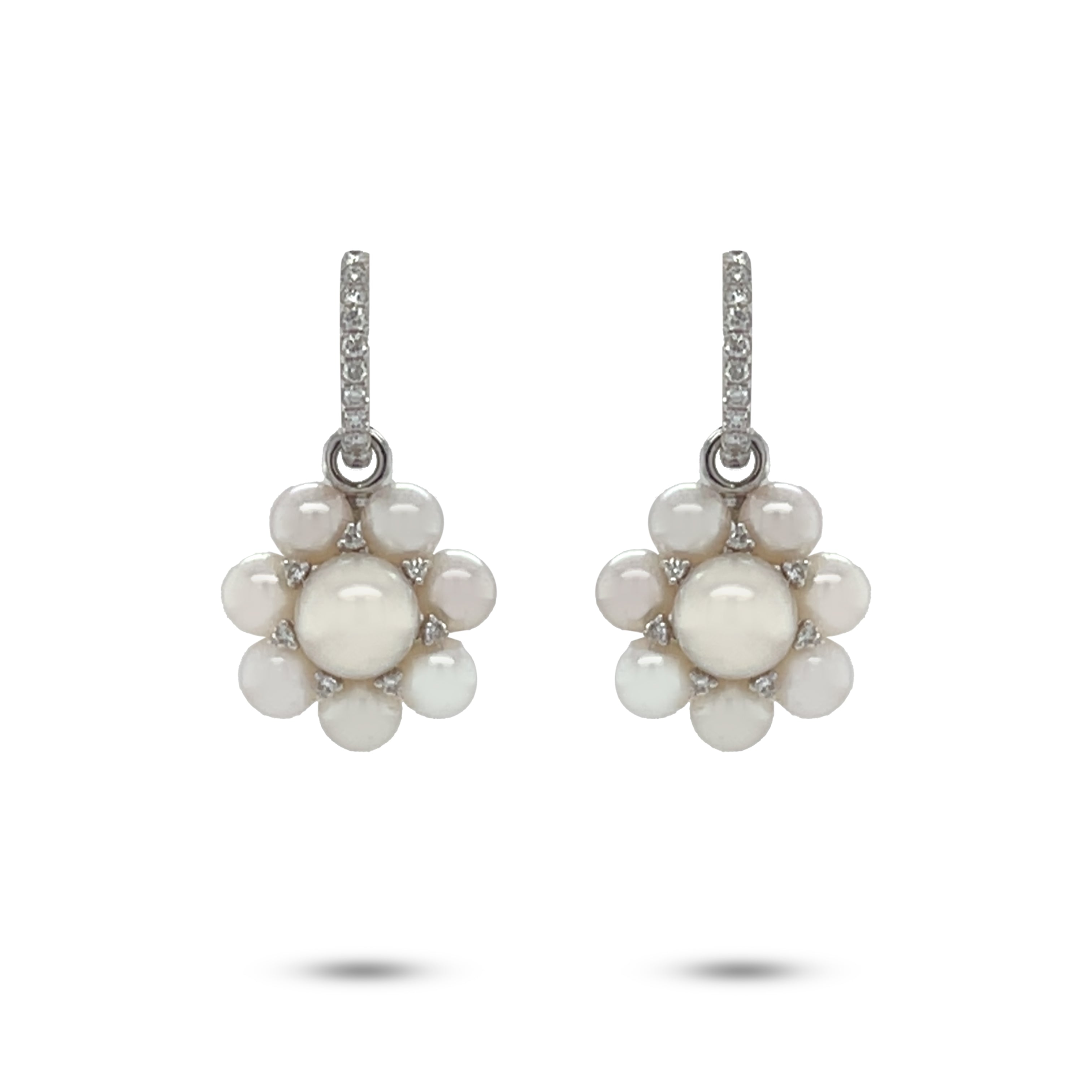 Akoya Flower Diamond Earrings - K.S. Sze & Sons