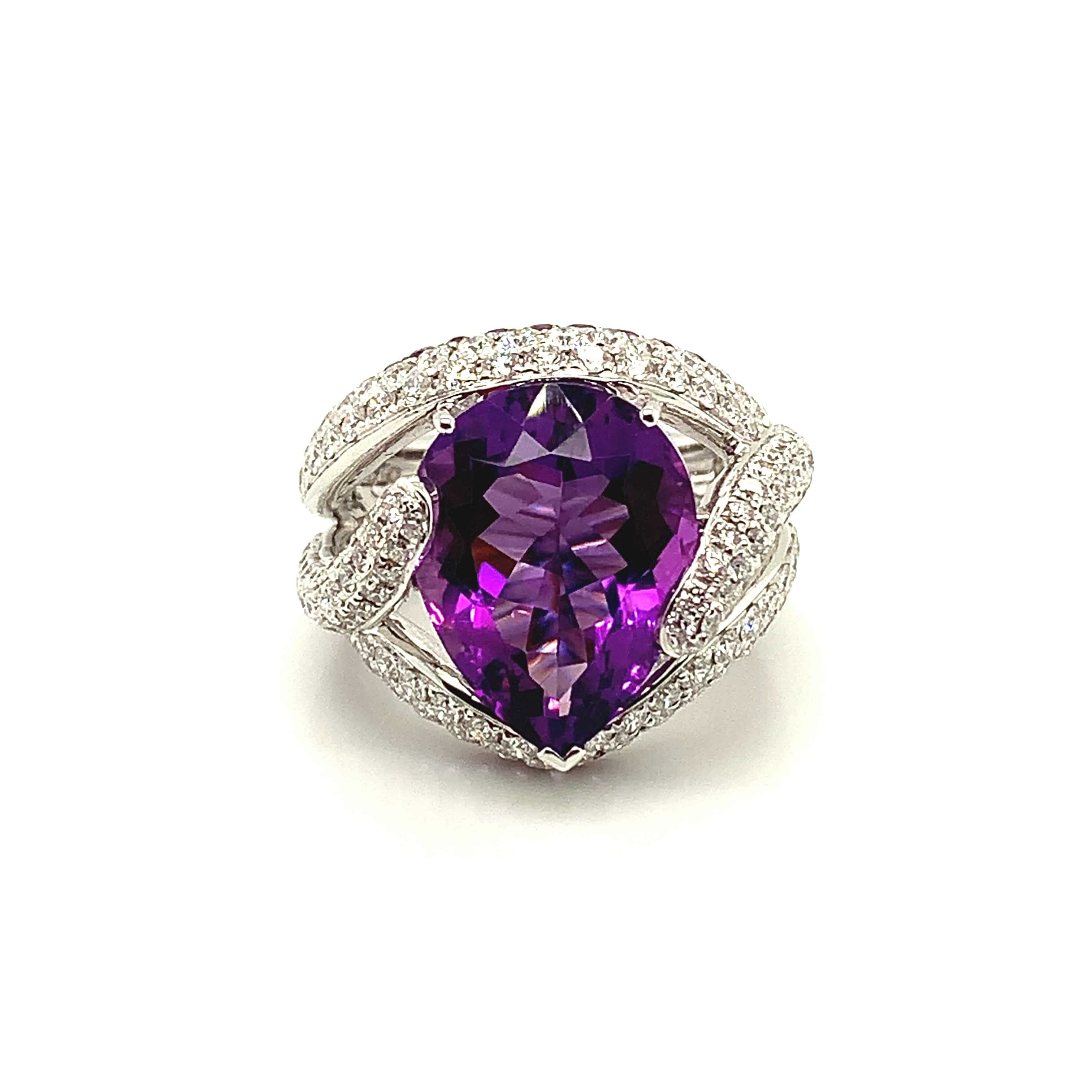 Amethyst & Diamond Cocktail Ring - K.S. Sze & Sons