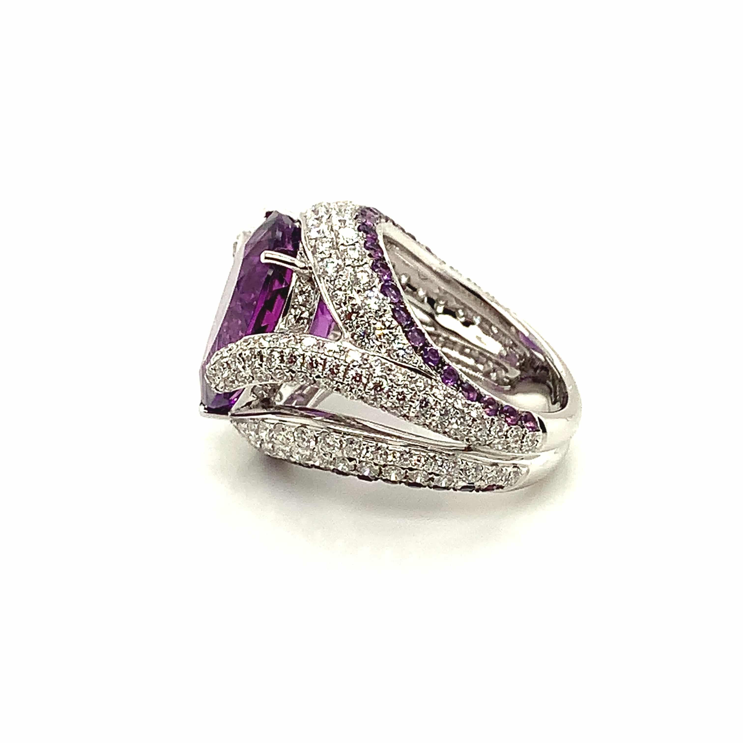 Amethyst & Diamond Cocktail Ring - K.S. Sze & Sons