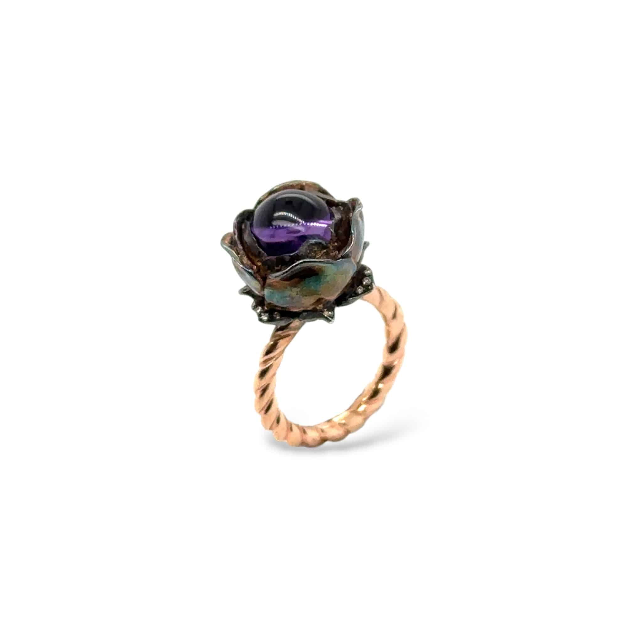 Amethyst & Diamond Floral Ring - K.S. Sze & Sons