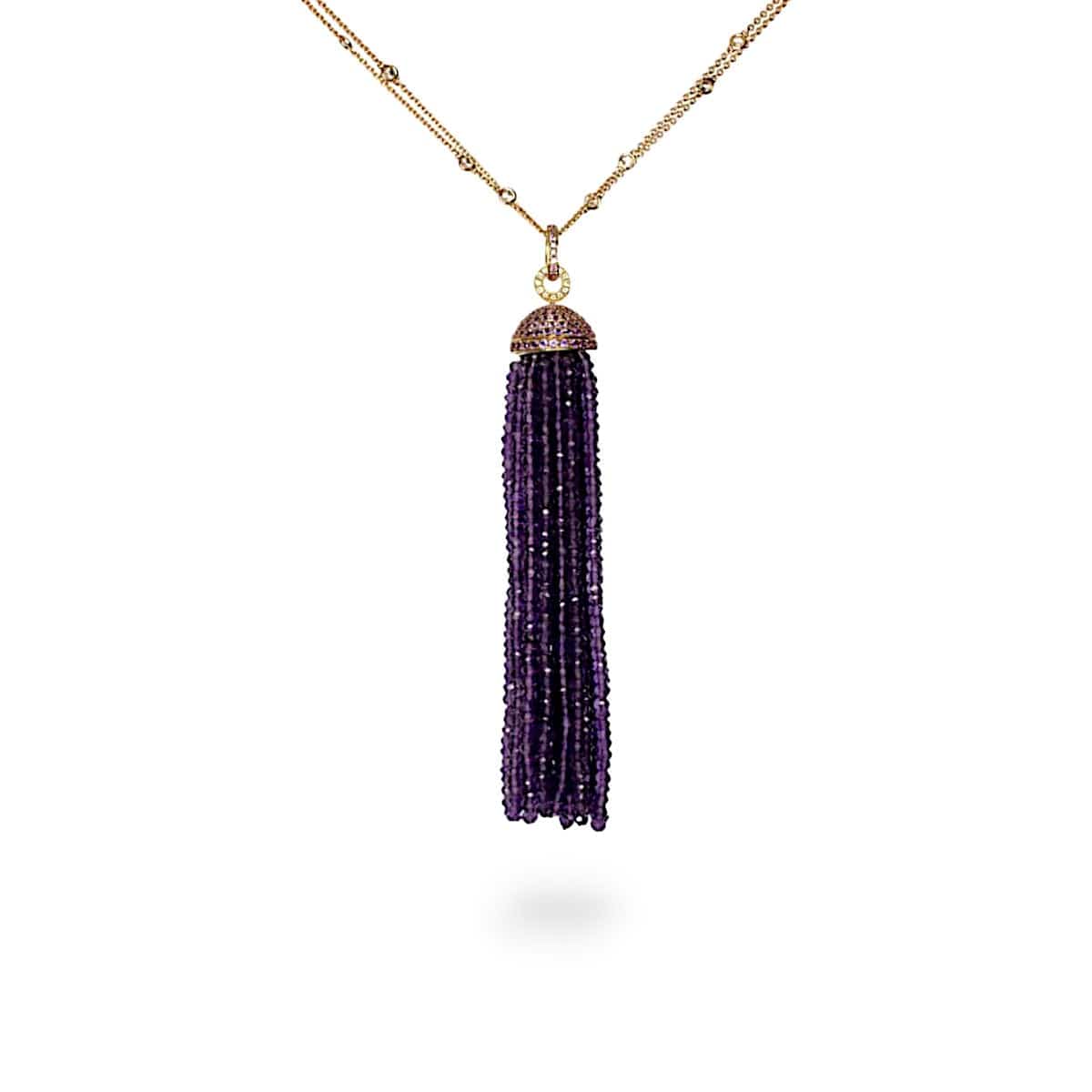 Amethyst & Diamond Tassel Pendant - K.S. Sze & Sons