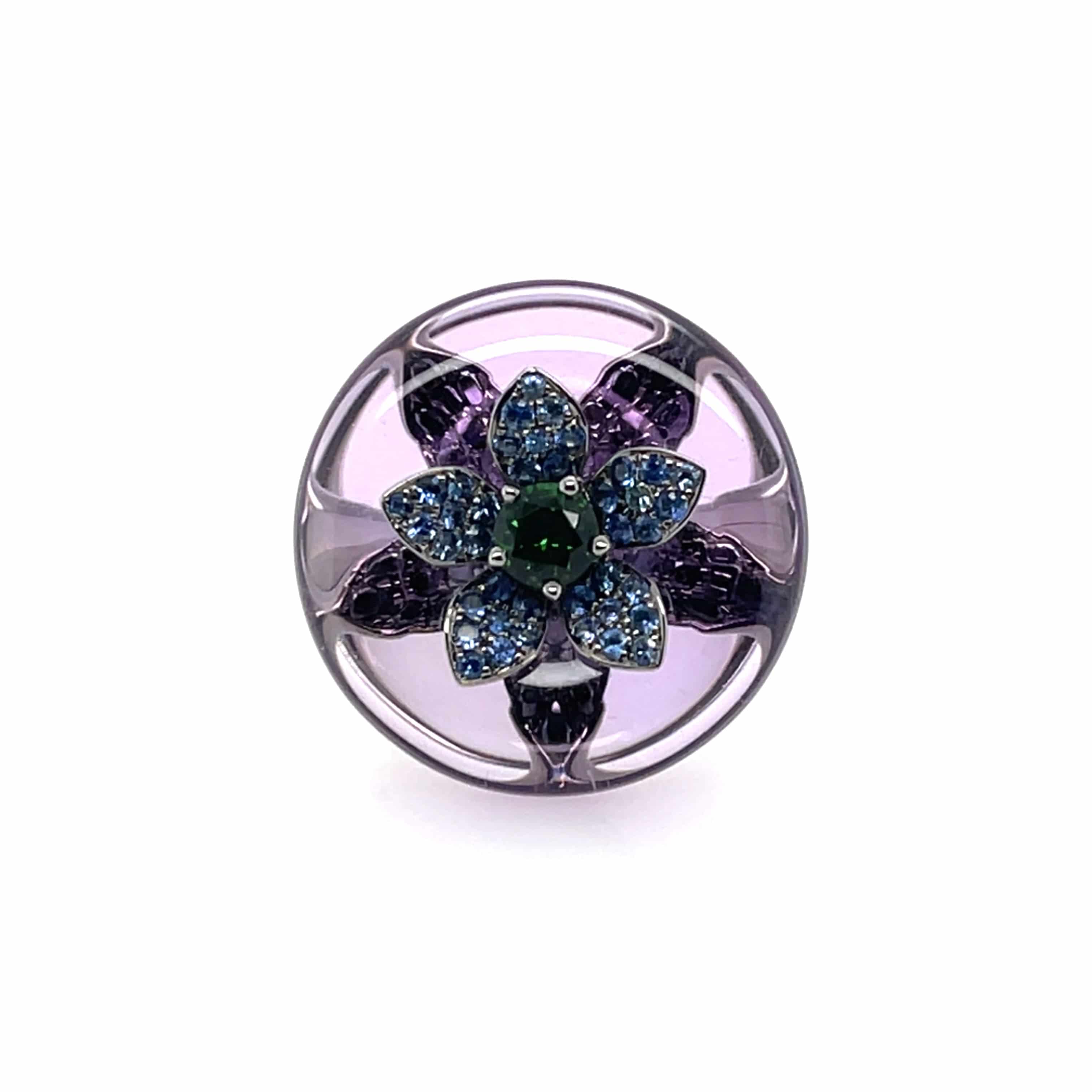 Amethyst, Sapphire & Diamond Floral Ring