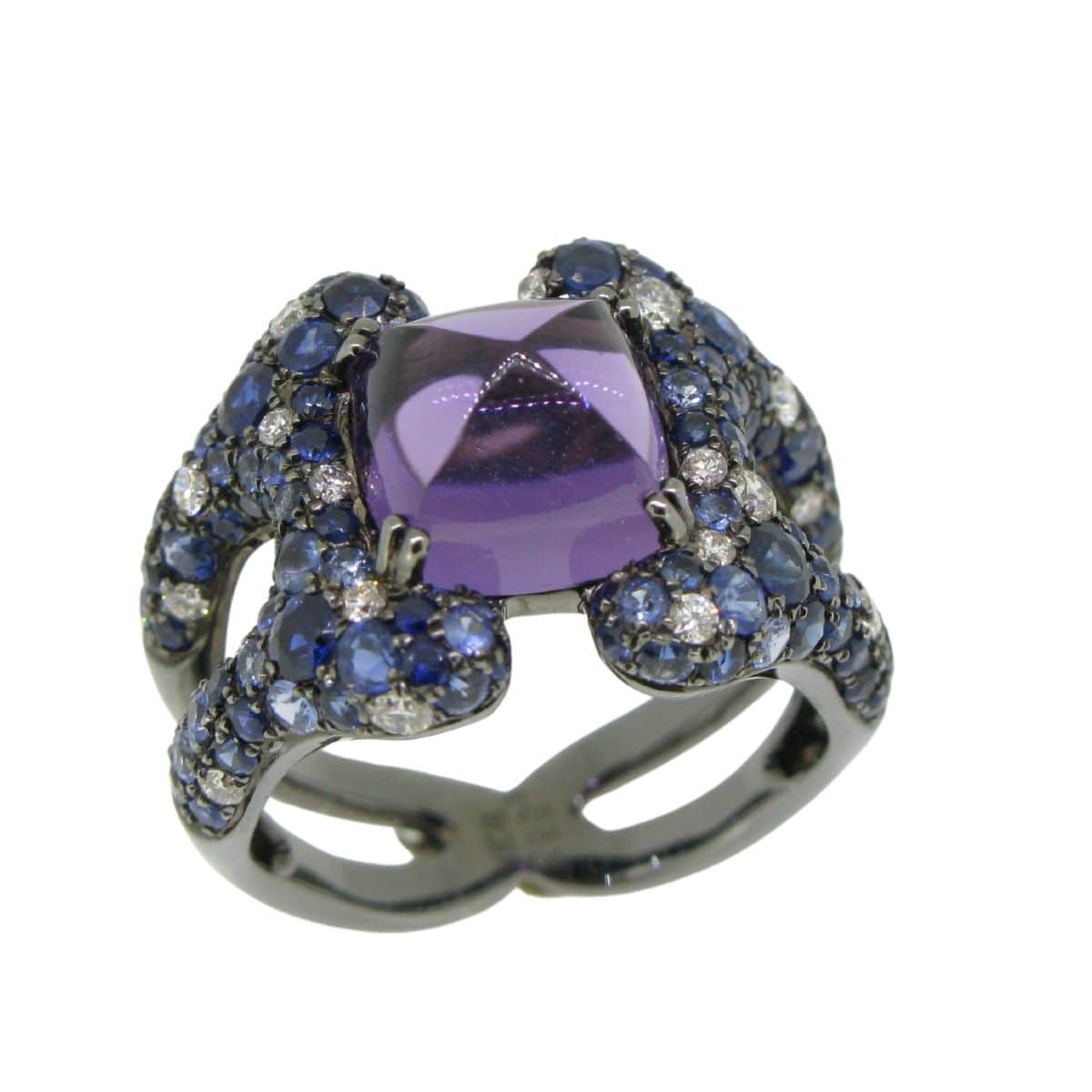 Amethyst, Sapphire & Diamond Ring - K.S. Sze & Sons