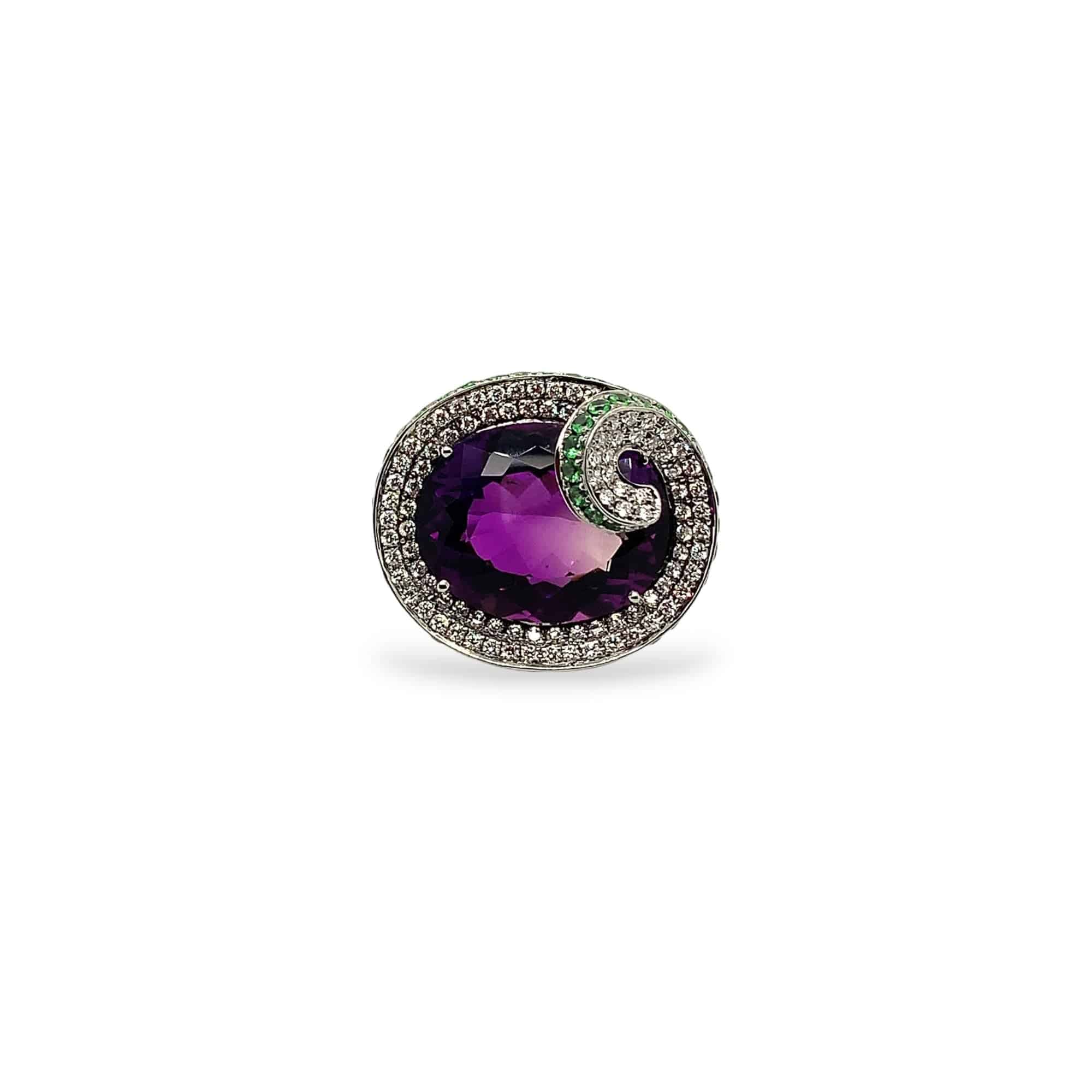 Amethyst, Tsavorite & Diamond Ring - K.S. Sze & Sons