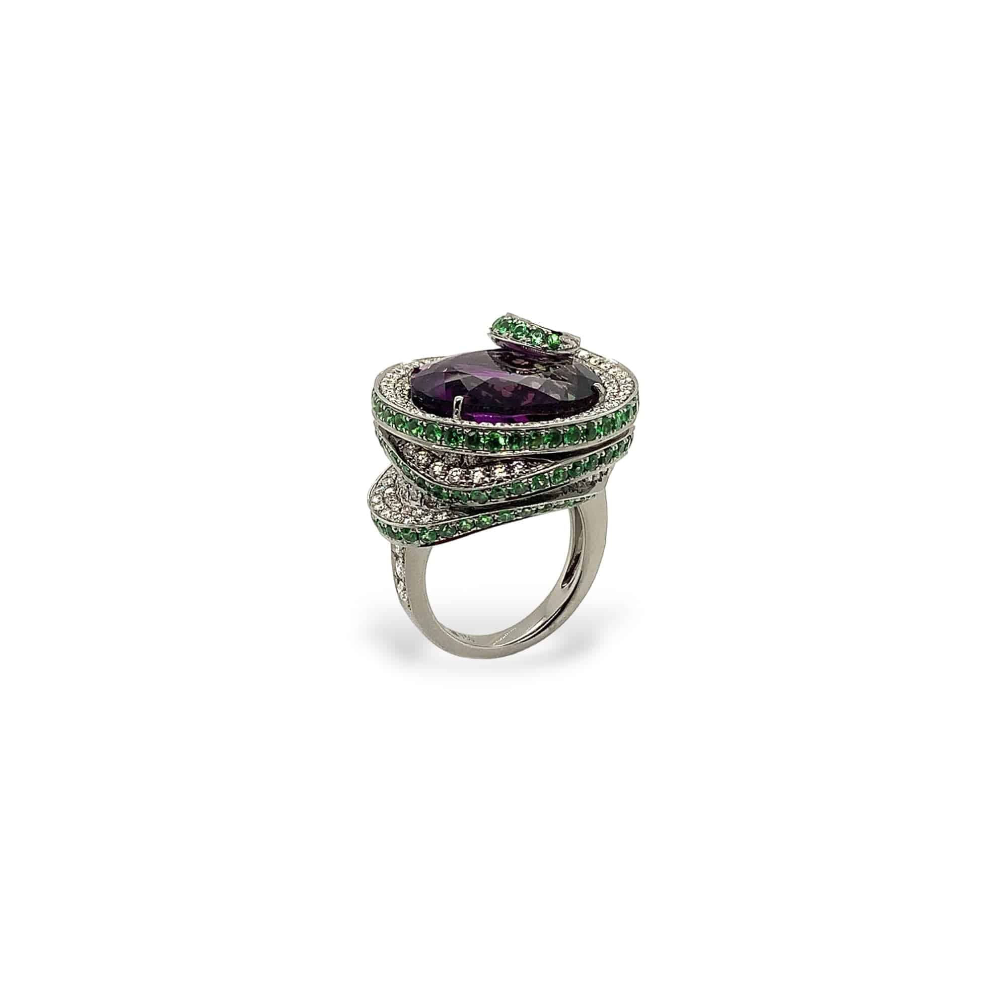 Amethyst, Tsavorite & Diamond Ring - K.S. Sze & Sons