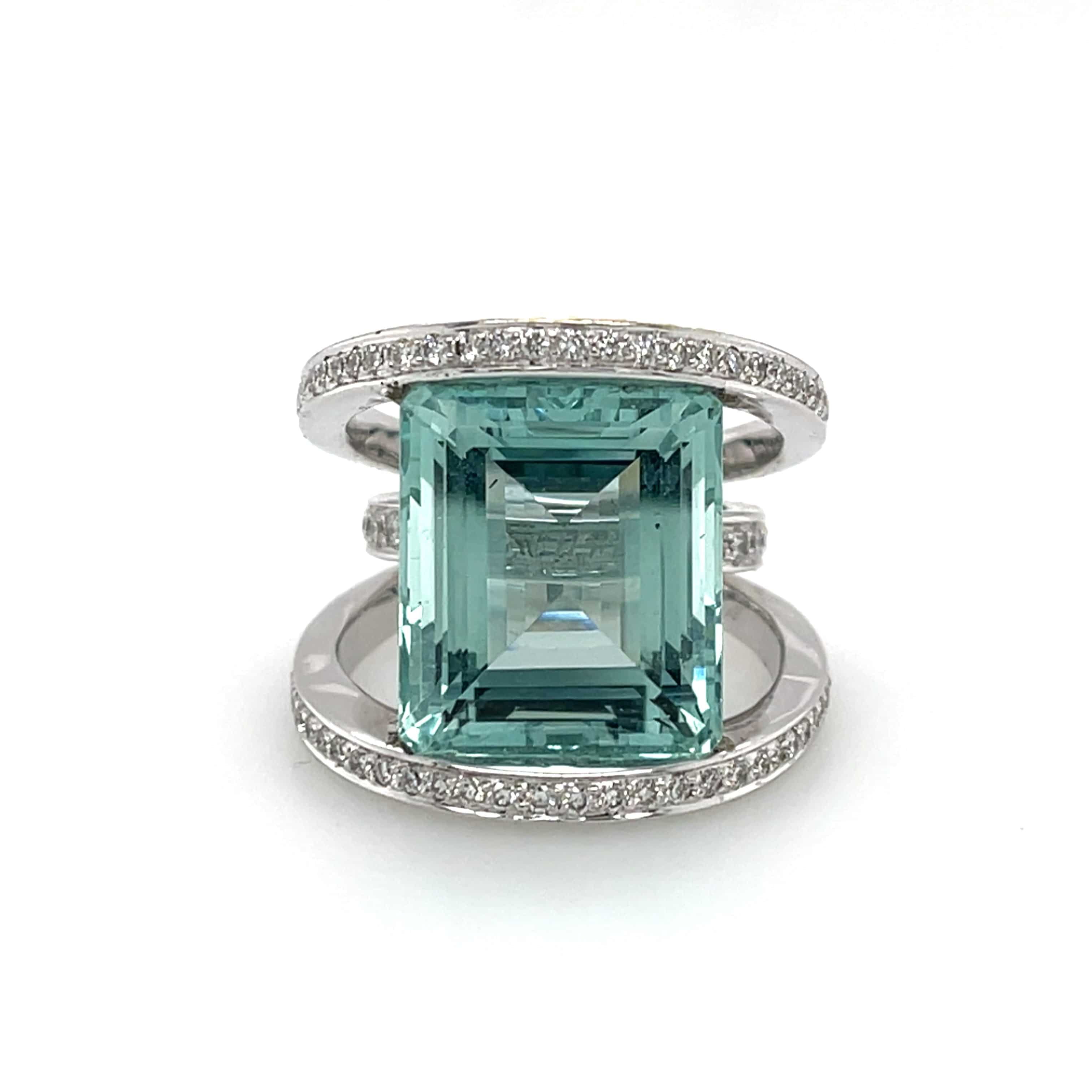 Aquamarine & Diamond Ring - K.S. Sze & Sons