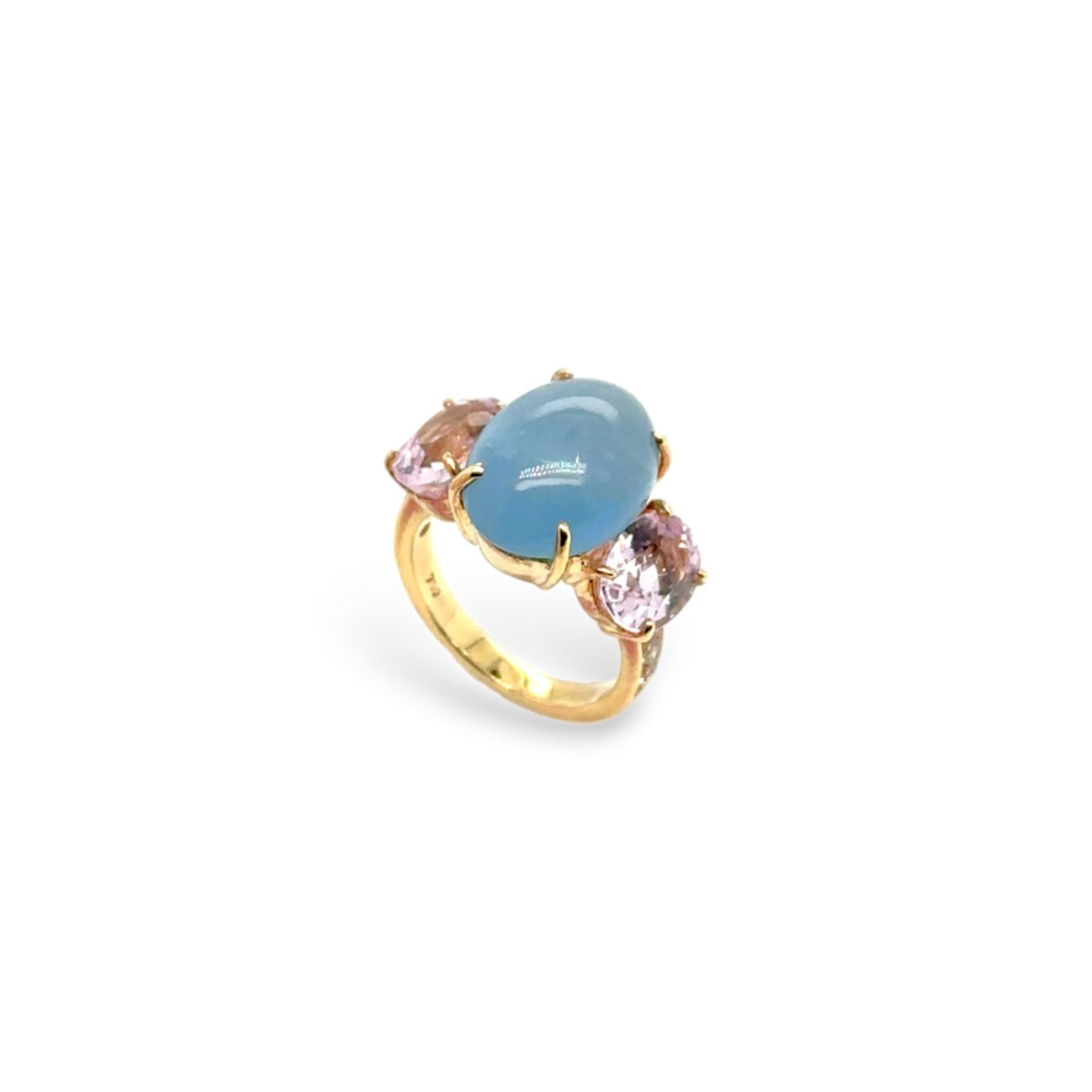 Aquamarine, Kunzite & Brown Diamond Ring - K.S. Sze & Sons