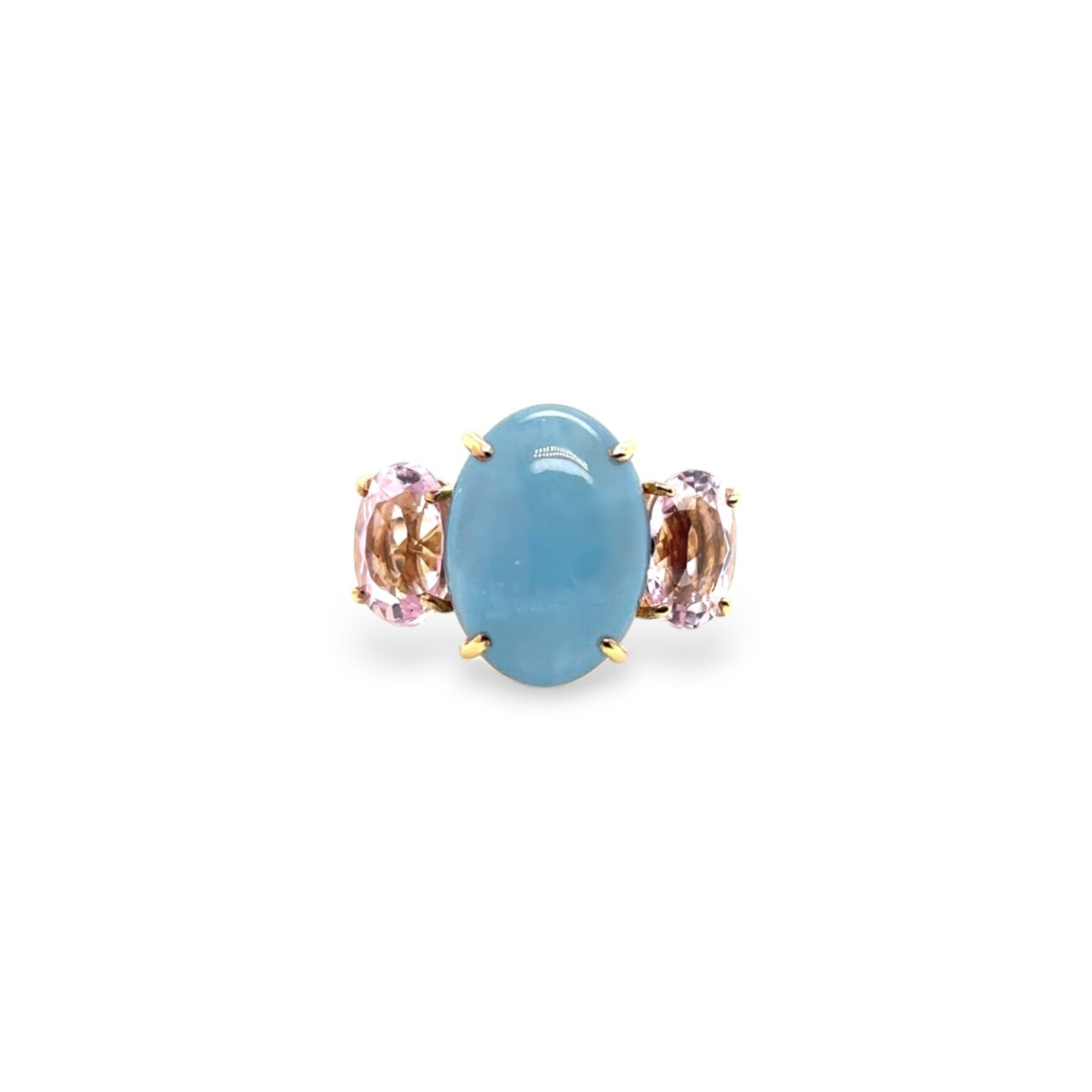 Aquamarine, Kunzite & Brown Diamond Ring - K.S. Sze & Sons