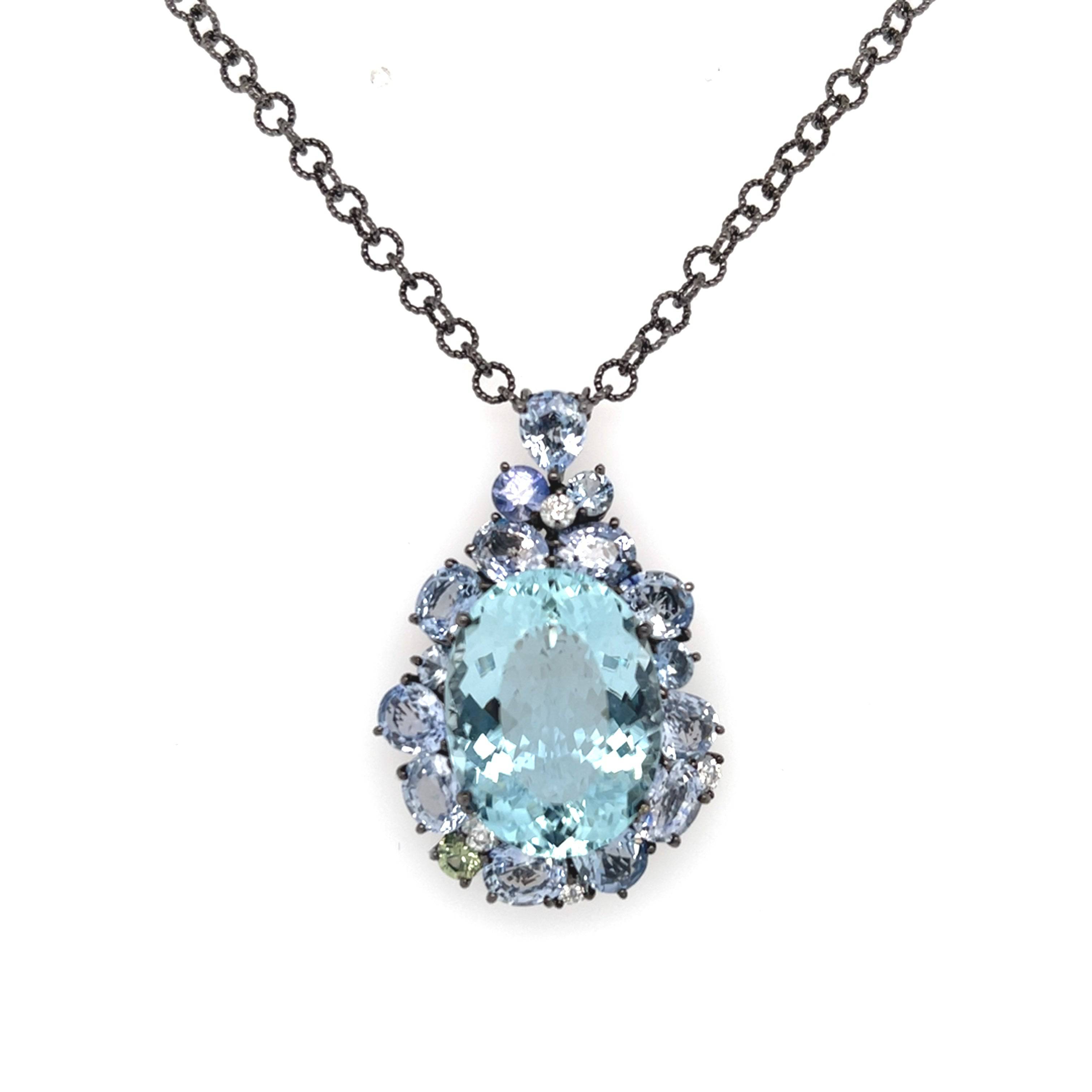 Aquamarine Teardrop Necklace - K.S. Sze & Sons