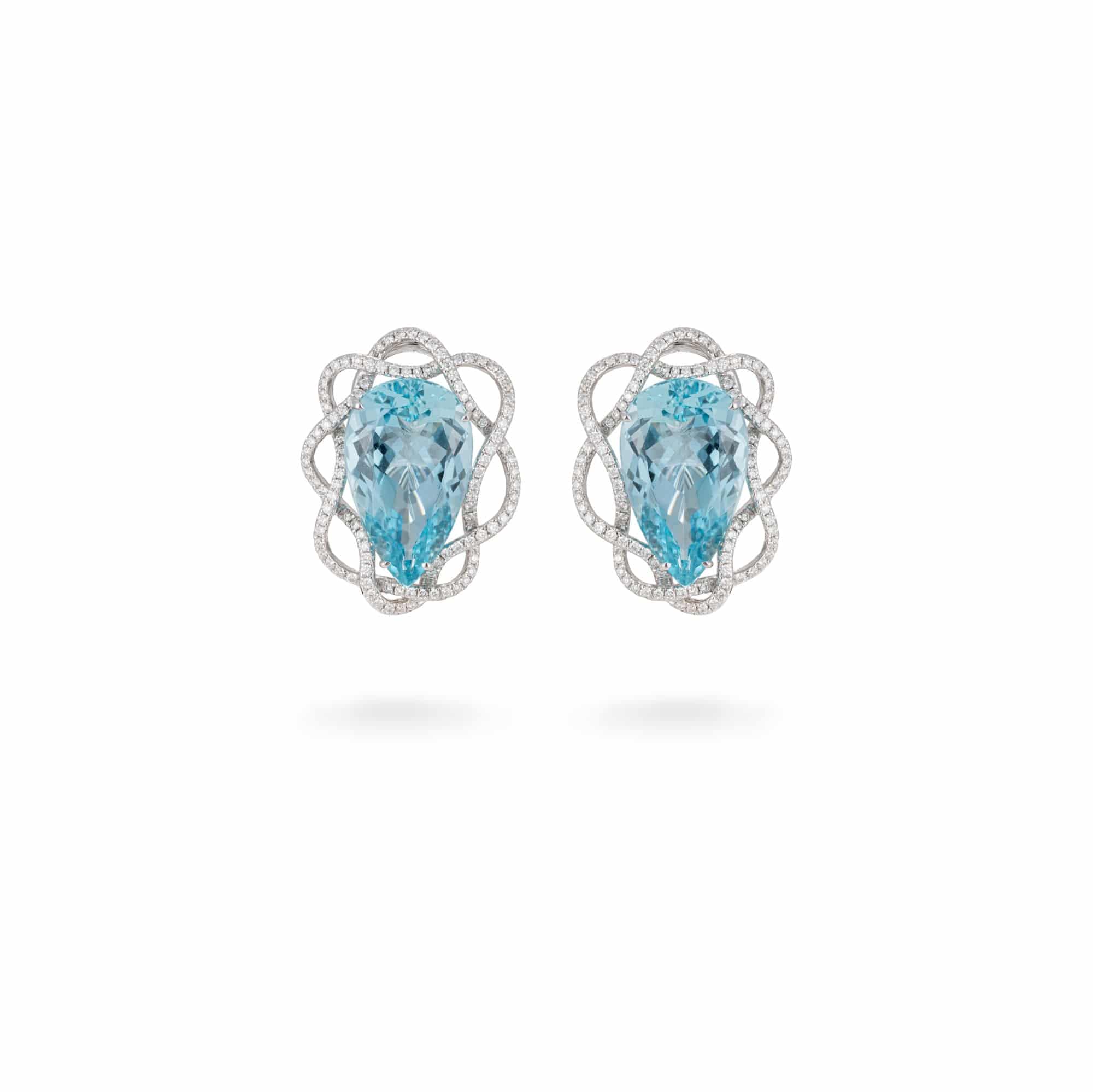 Aquamarine & White Diamond Earrings