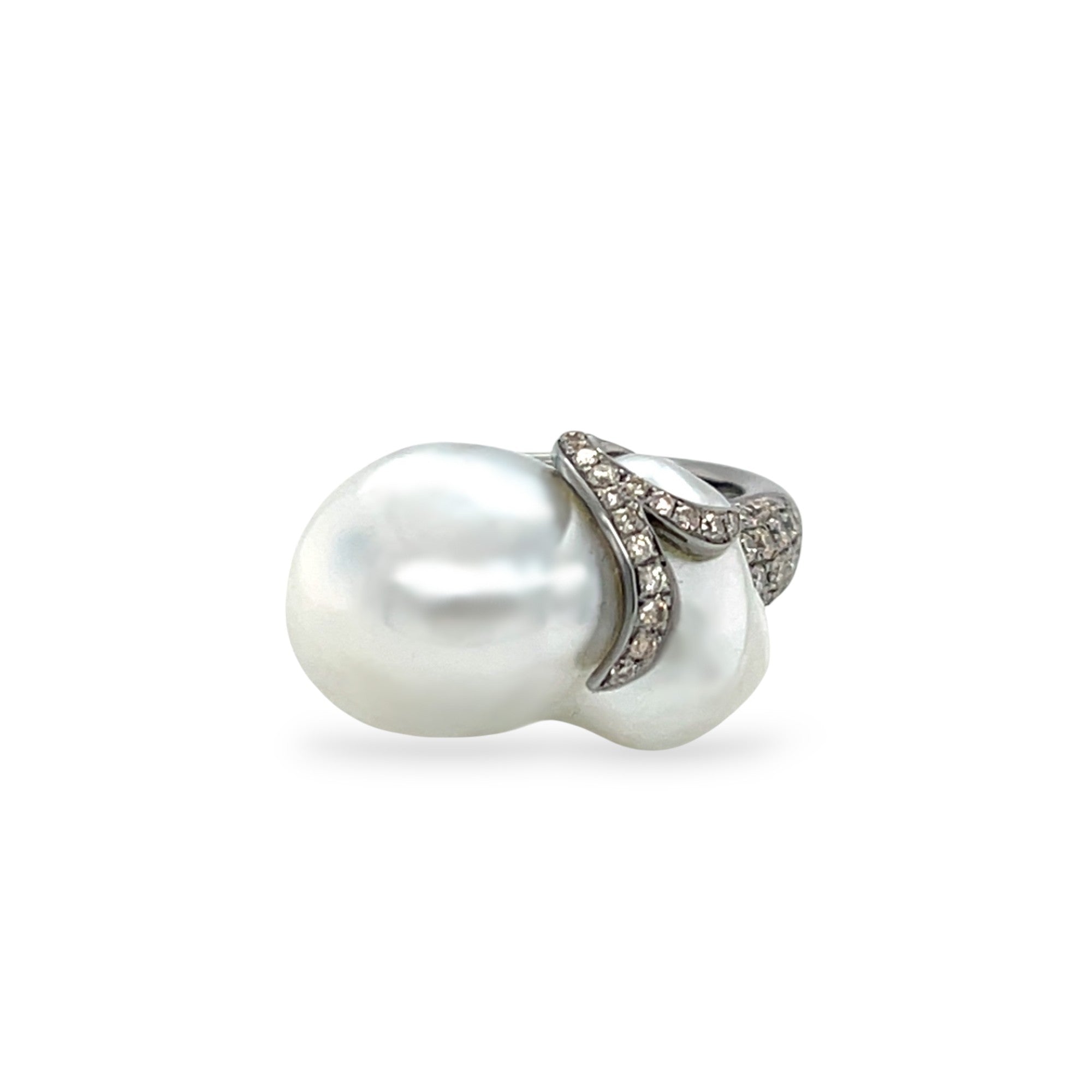 Baroque South Sea Pearl & Diamond Cocktail Ring - K.S. Sze & Sons