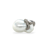 Baroque South Sea Pearl & Diamond Cocktail Ring