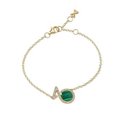 Bracelet In Yellow Gold With Malachite And Diamonds
