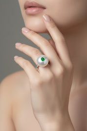 White Jade & Diamond Ring