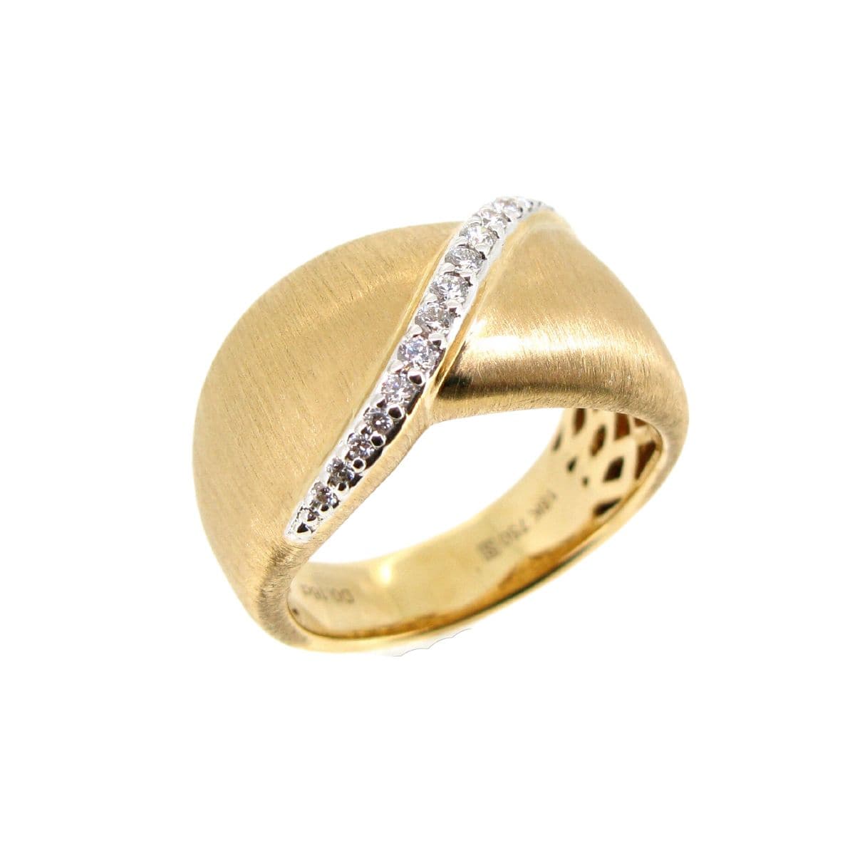 Brushed Gold Diamond Ring - K.S. Sze & Sons