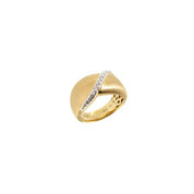 Brushed Gold Diamond Ring - K.S. Sze & Sons
