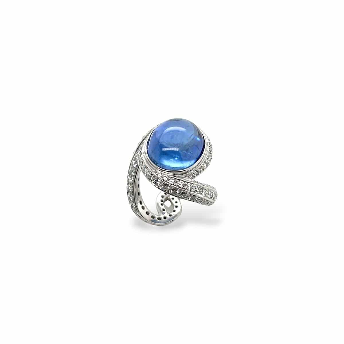 Cabochon Sapphire & Diamond Ring (GRS Certificate) - K.S. Sze & Sons