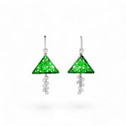 Carved Jade Triangle Dangle Earrings - K.S. Sze & Sons