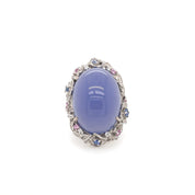 Chalcedony, Sapphire & Diamond Ring - K.S. Sze & Sons