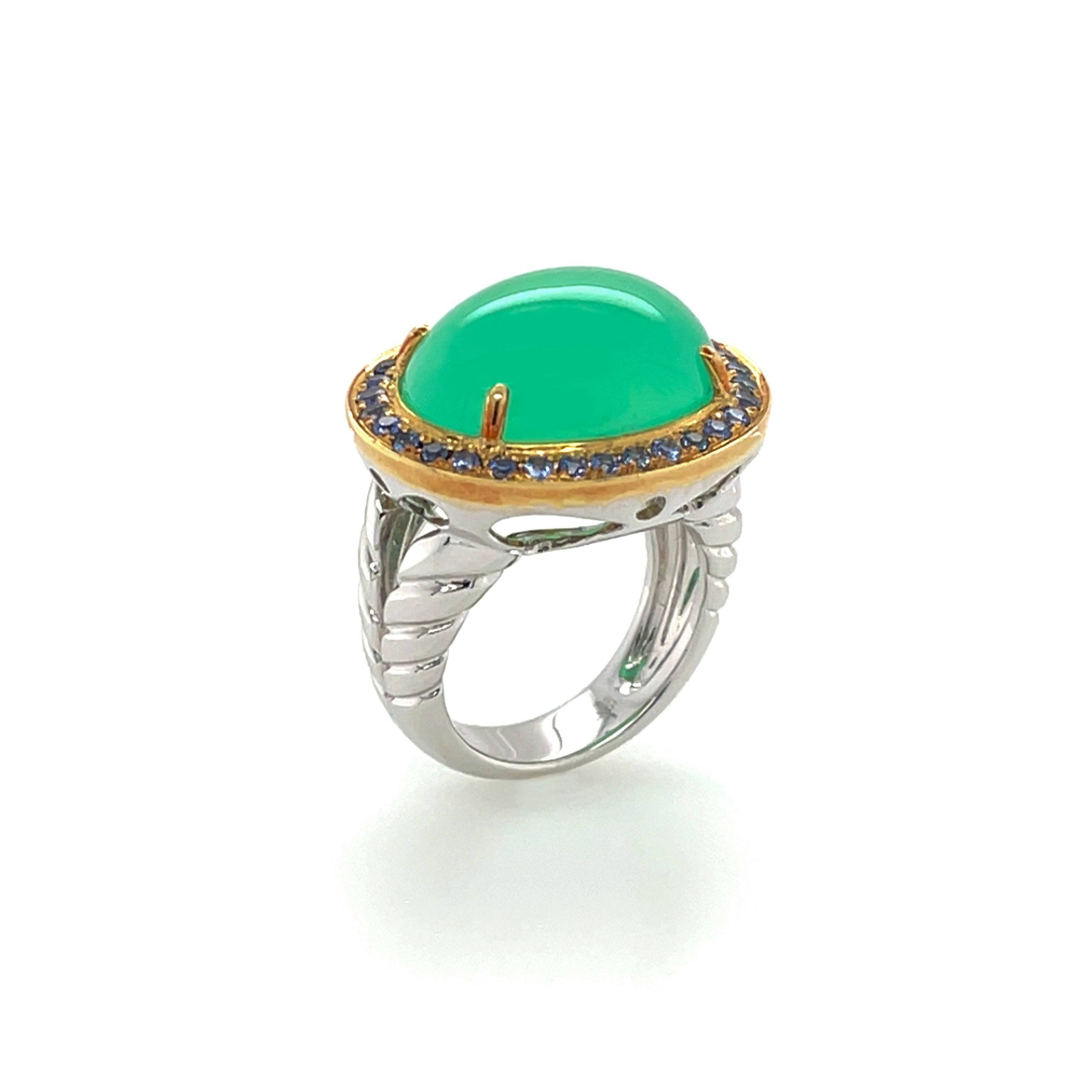 Chrysoprase & Sapphire Ring - K.S. Sze & Sons