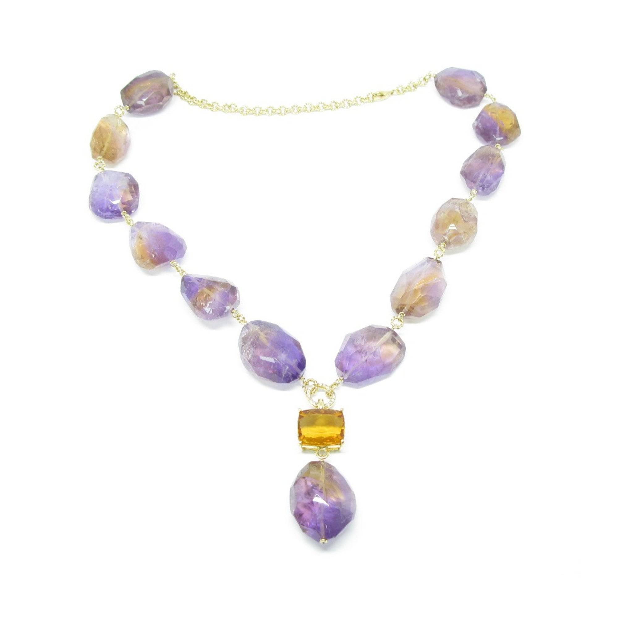 Citrine, Amethyst & Diamond Necklace - K.S. Sze & Sons