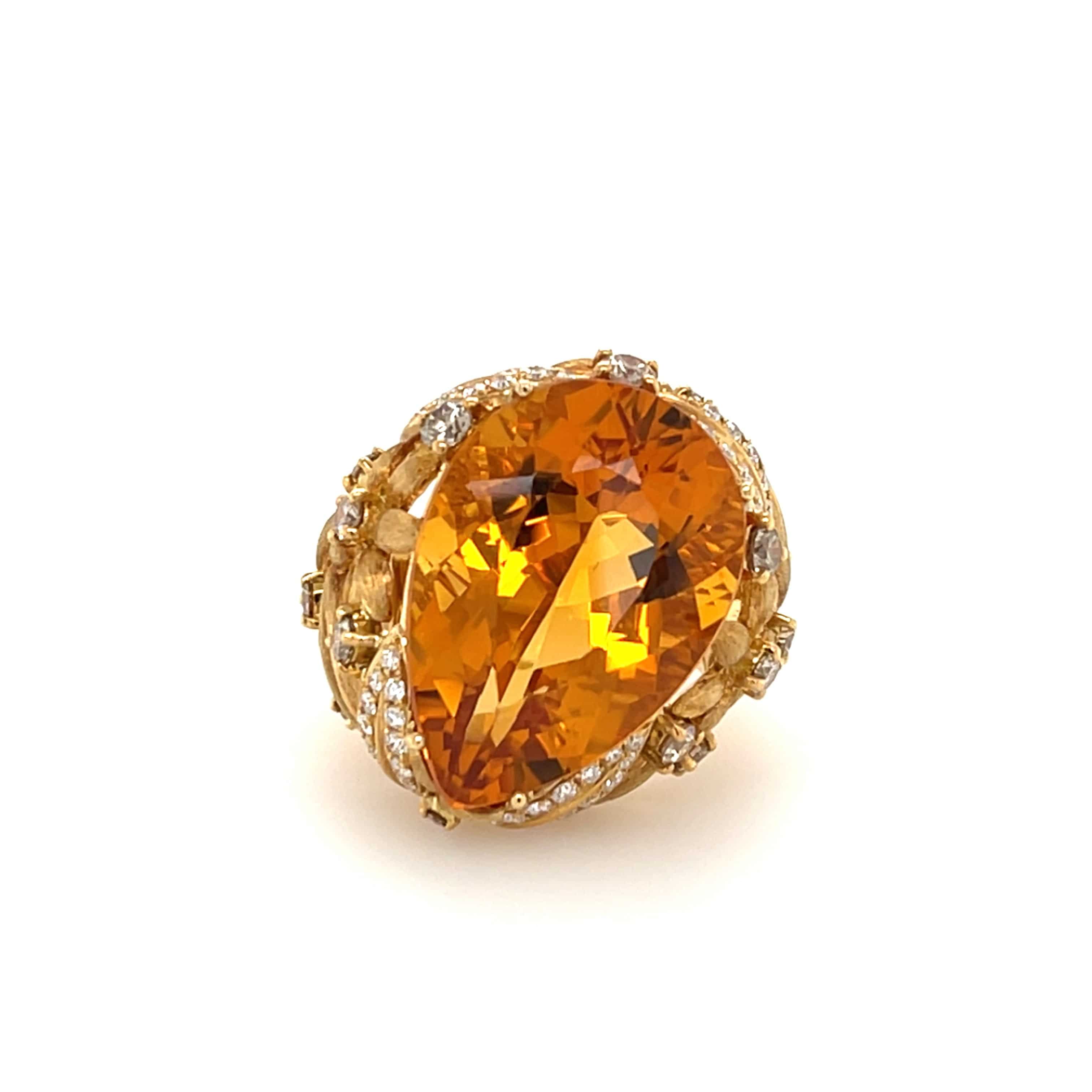 Citrine & Diamond Cocktail Ring - K.S. Sze & Sons