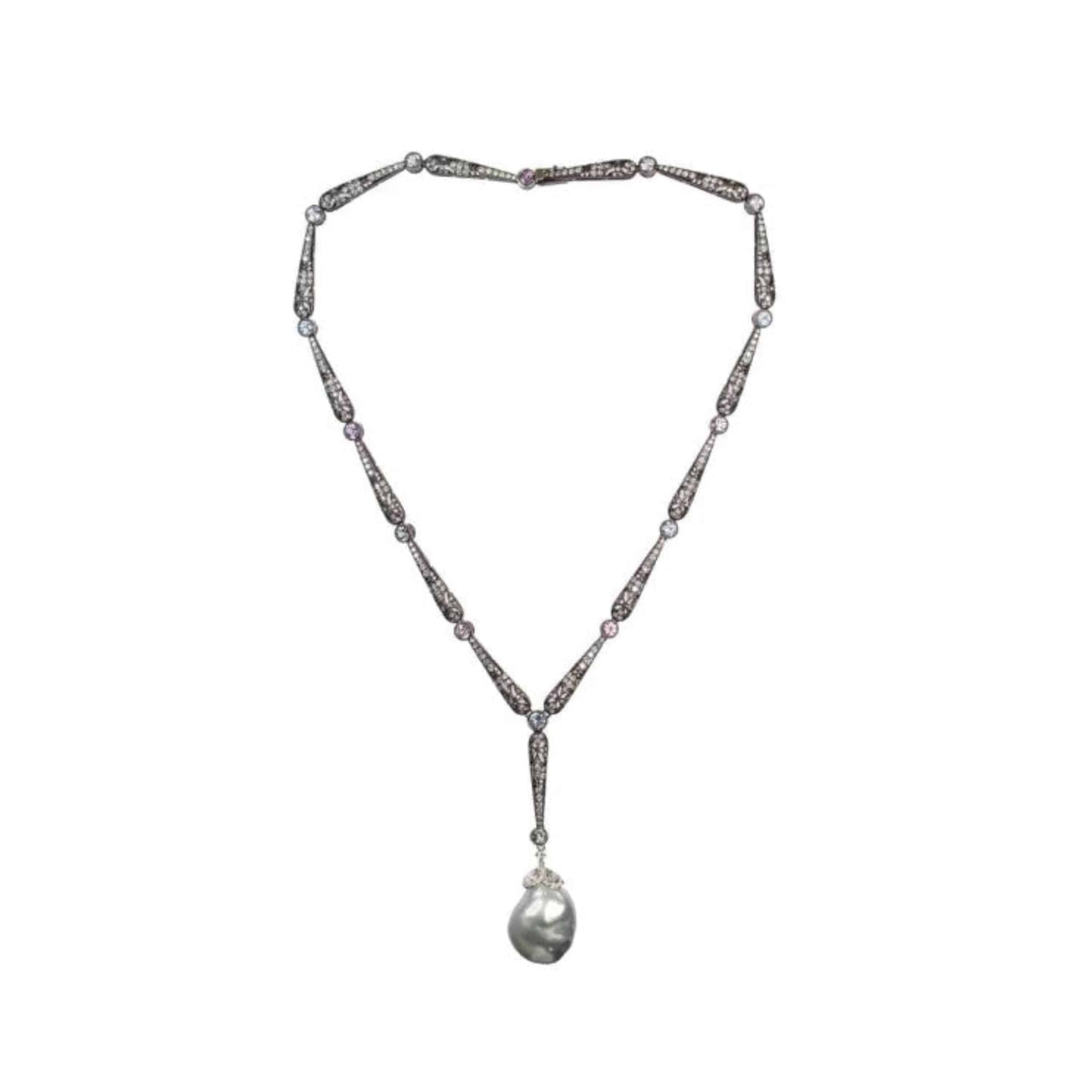 Color Sapphire, Diamond & South Sea Pearl Necklace