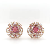 Conch Pearl, Pink Sapphire & Diamond Earrings - K.S. Sze & Sons