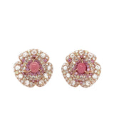 Conch Pearl, Pink Sapphire & Diamond Earrings