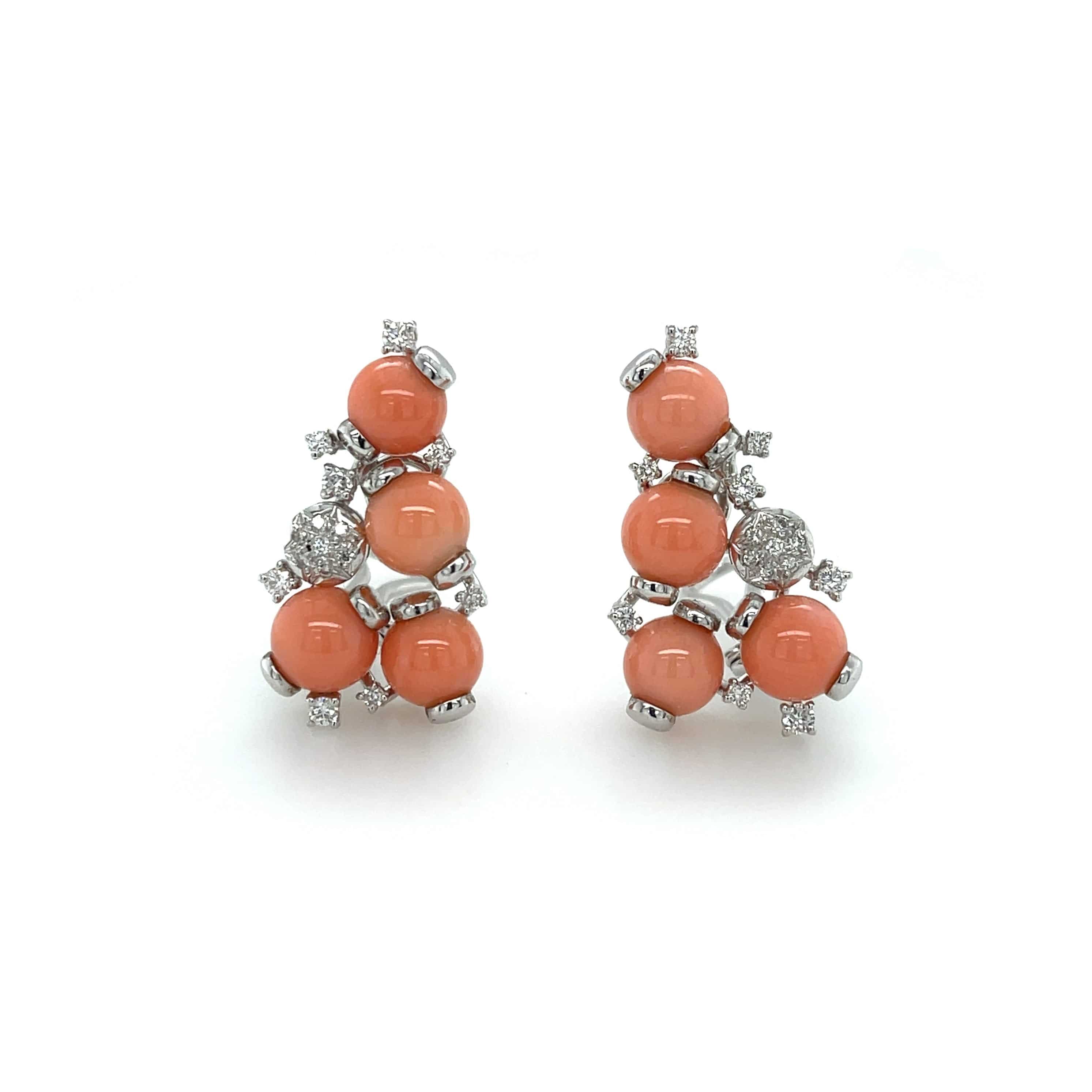 Coral & Diamond Earrings - K.S. Sze & Sons